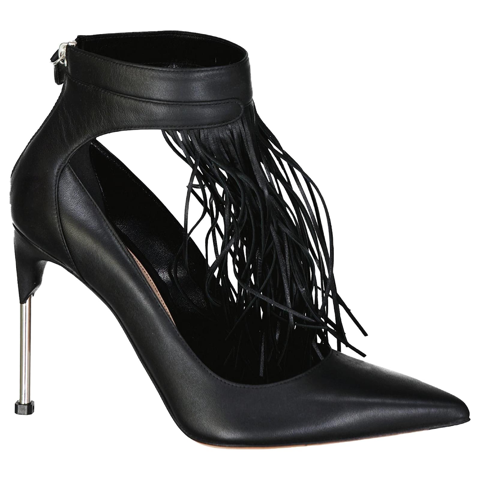 Alexander McQueen Leather Sandals Black Pony-style calfskin  ref.2314205