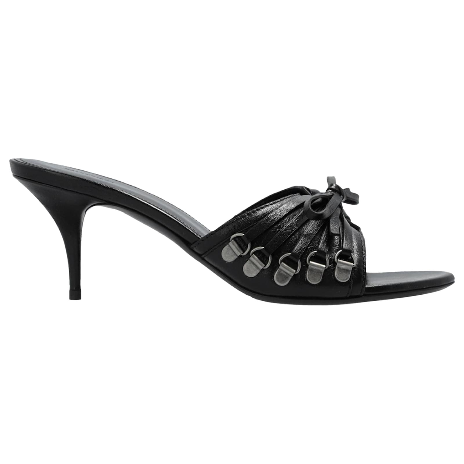 Balenciaga Cagole 70 Leather Sandals Black  ref.2314104