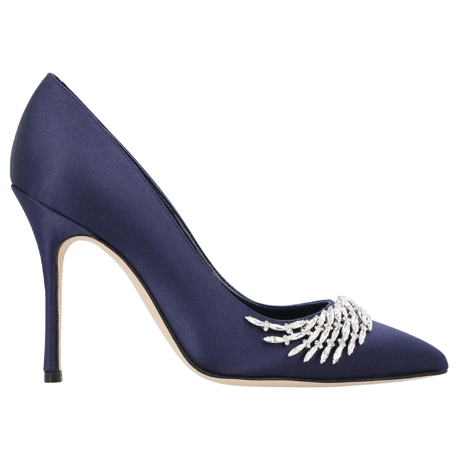 Manolo Blahnik Pluma Fabio Satin 105 Pump Purple Viscose Cellulose fibre  ref.1594979