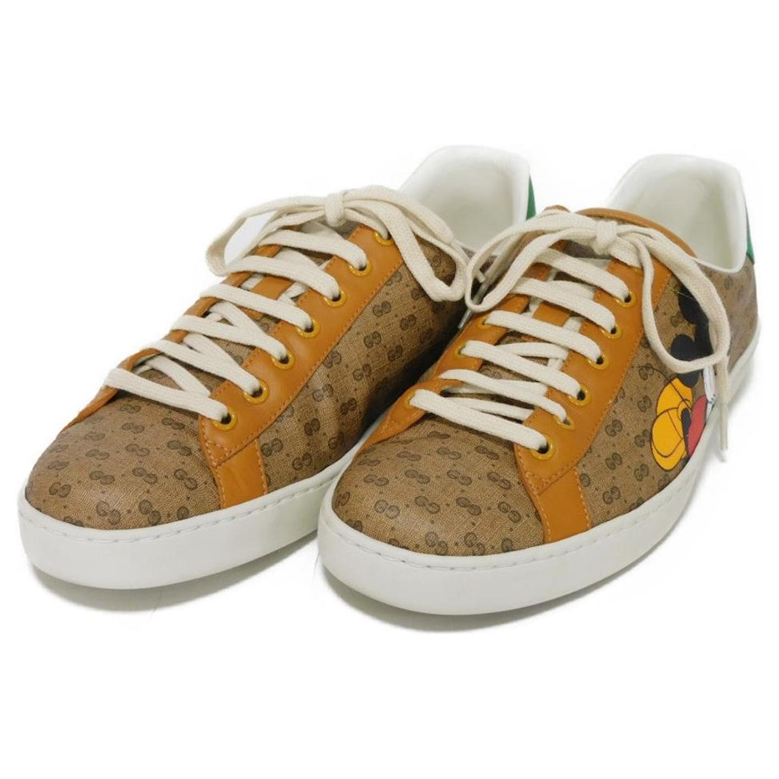 Gucci Ace Mickey Mouse Sneakers Brown Cloth  ref.2291561