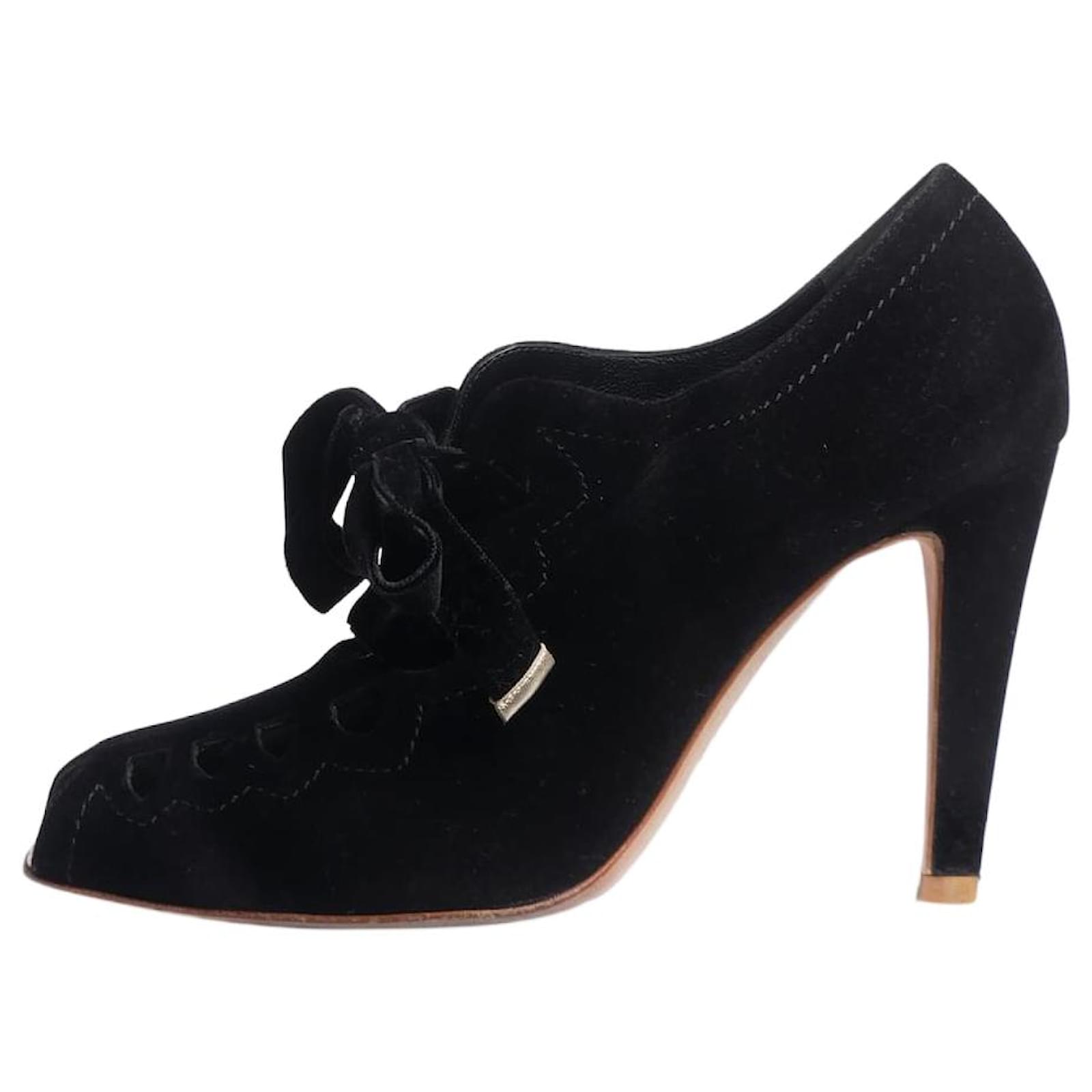 Rupert Sanderson Black velvet lace up cutout heels - size EU 39  ref.1412064