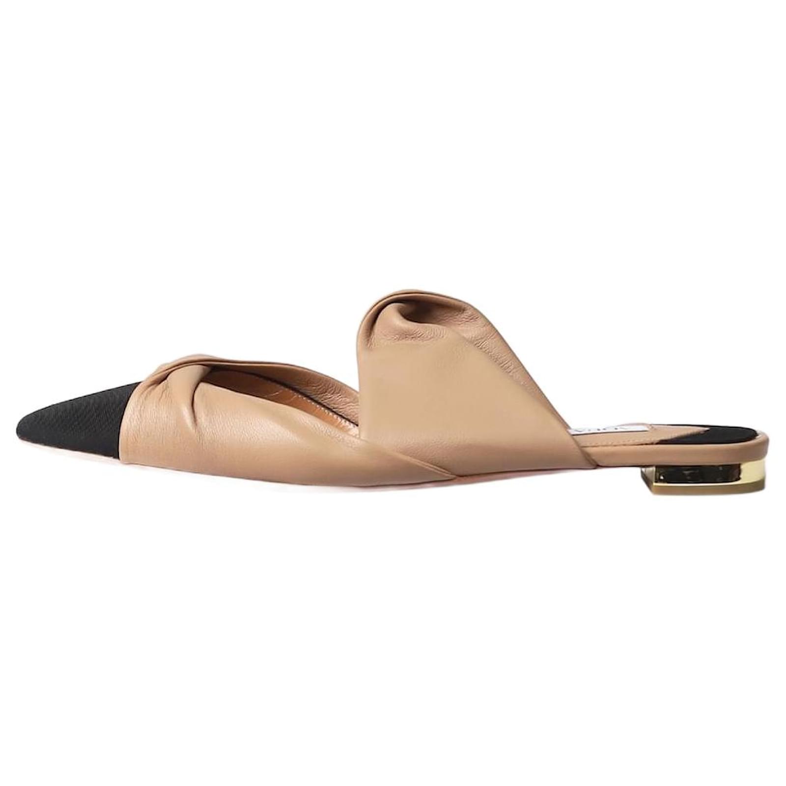 Aquazzura Beige twisted strap sandals - size EU 36.5 Leather  ref.1372790