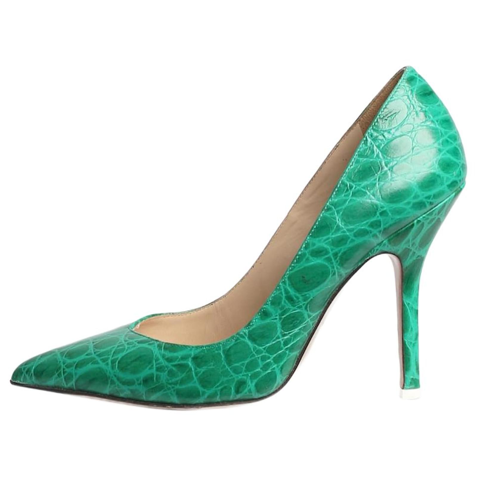 Attico Green animal print pointed toe heels - size EU 37 Leather  ref.1360806