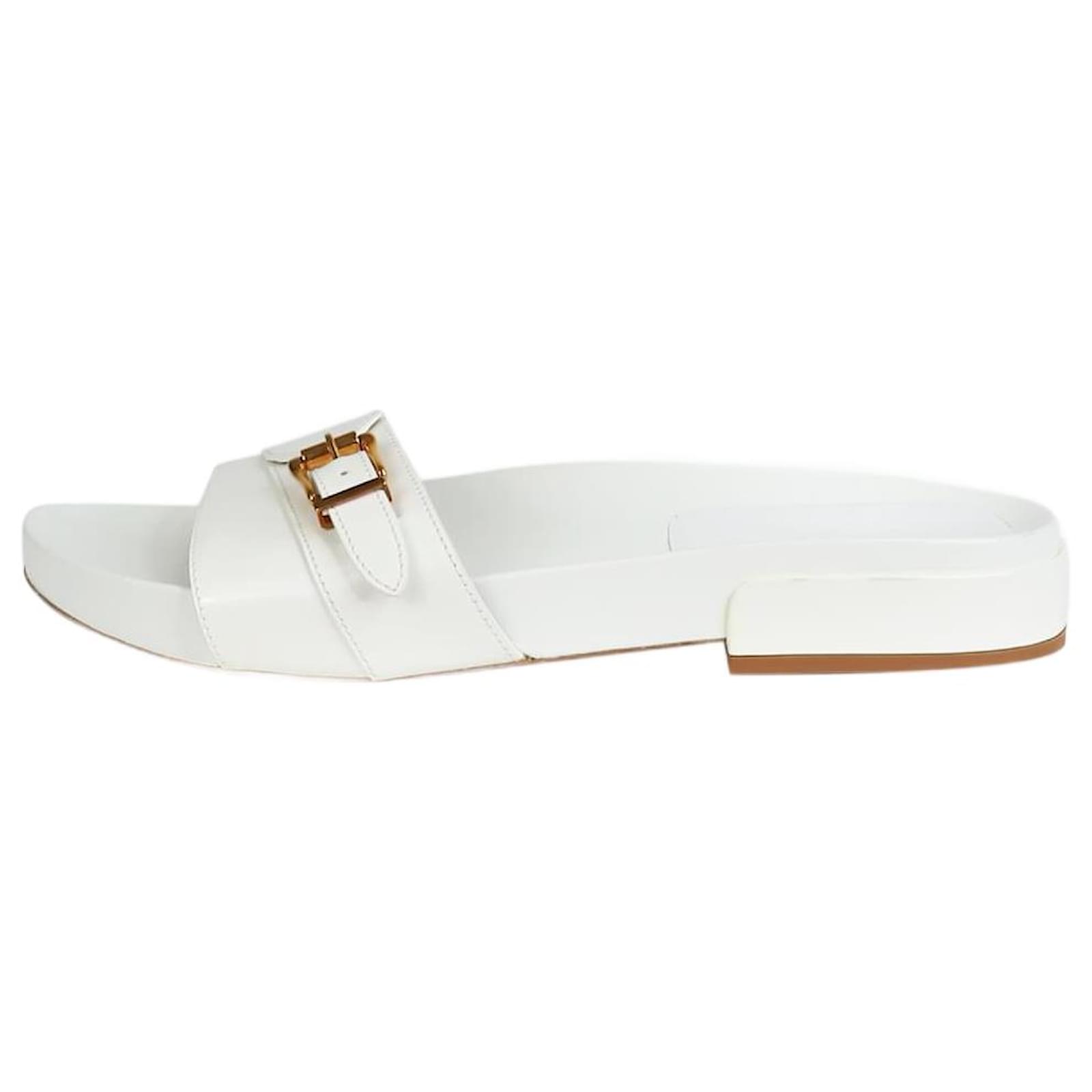 Gabriela Hearst White leather buckled flat sandals - size EU 42  ref.1305705