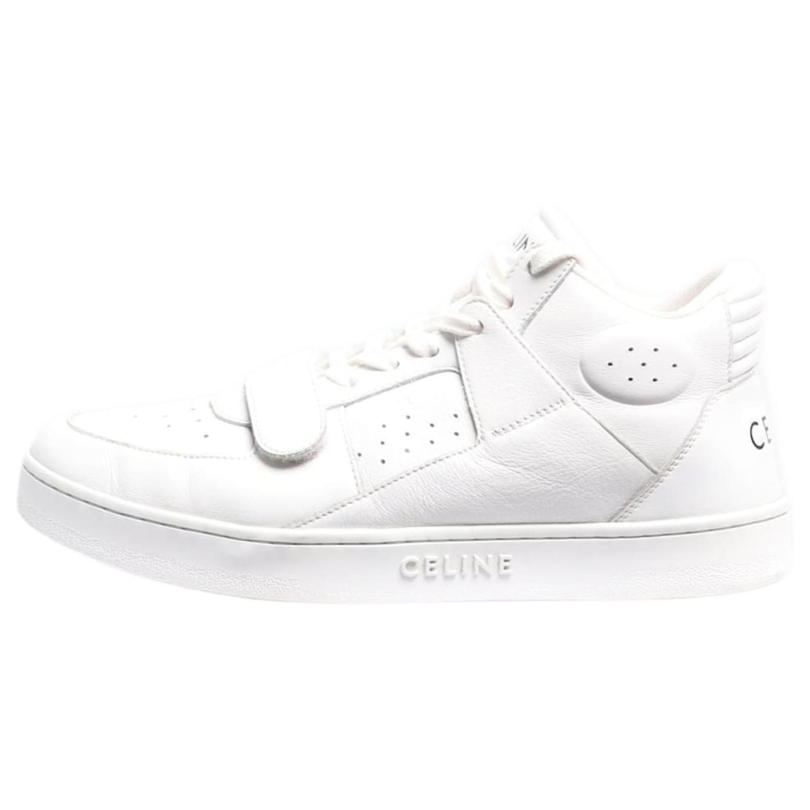 Céline White Ct-02 leather mid-top trainers - size EU 39  ref.1847309