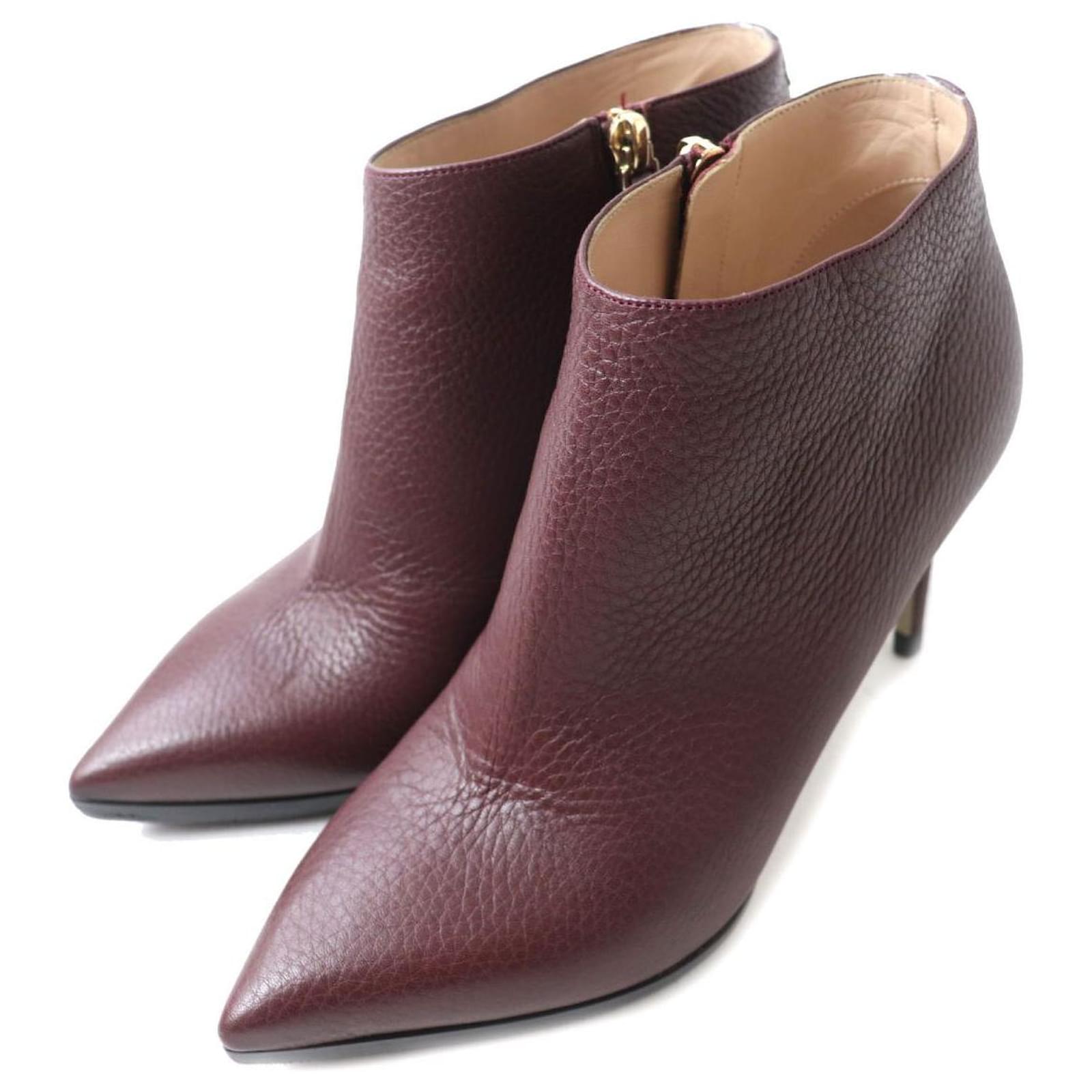 Valentino Rockstud Leather Boots Bordeaux 36 Dark red  ref.1683872