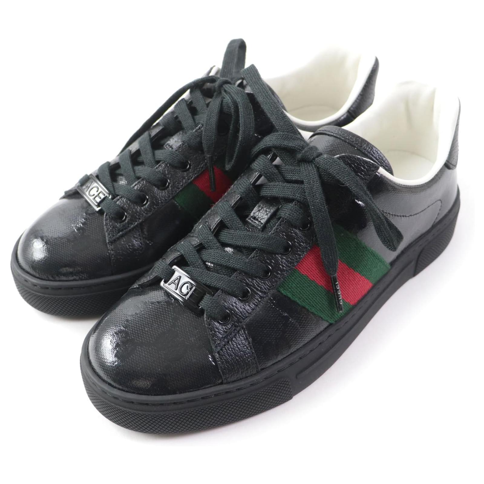 Gucci Ace Web Stripe Women's Sneakers 35 Black Leather  ref.1697824