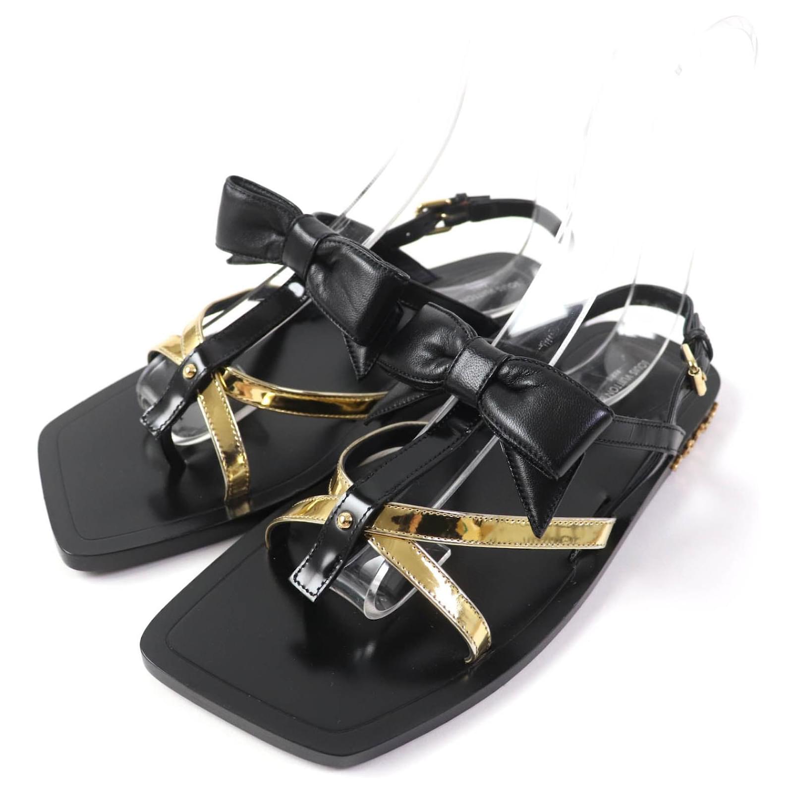 Louis Vuitton Monogram Ankle Strap Flats Leather  ref.1701574