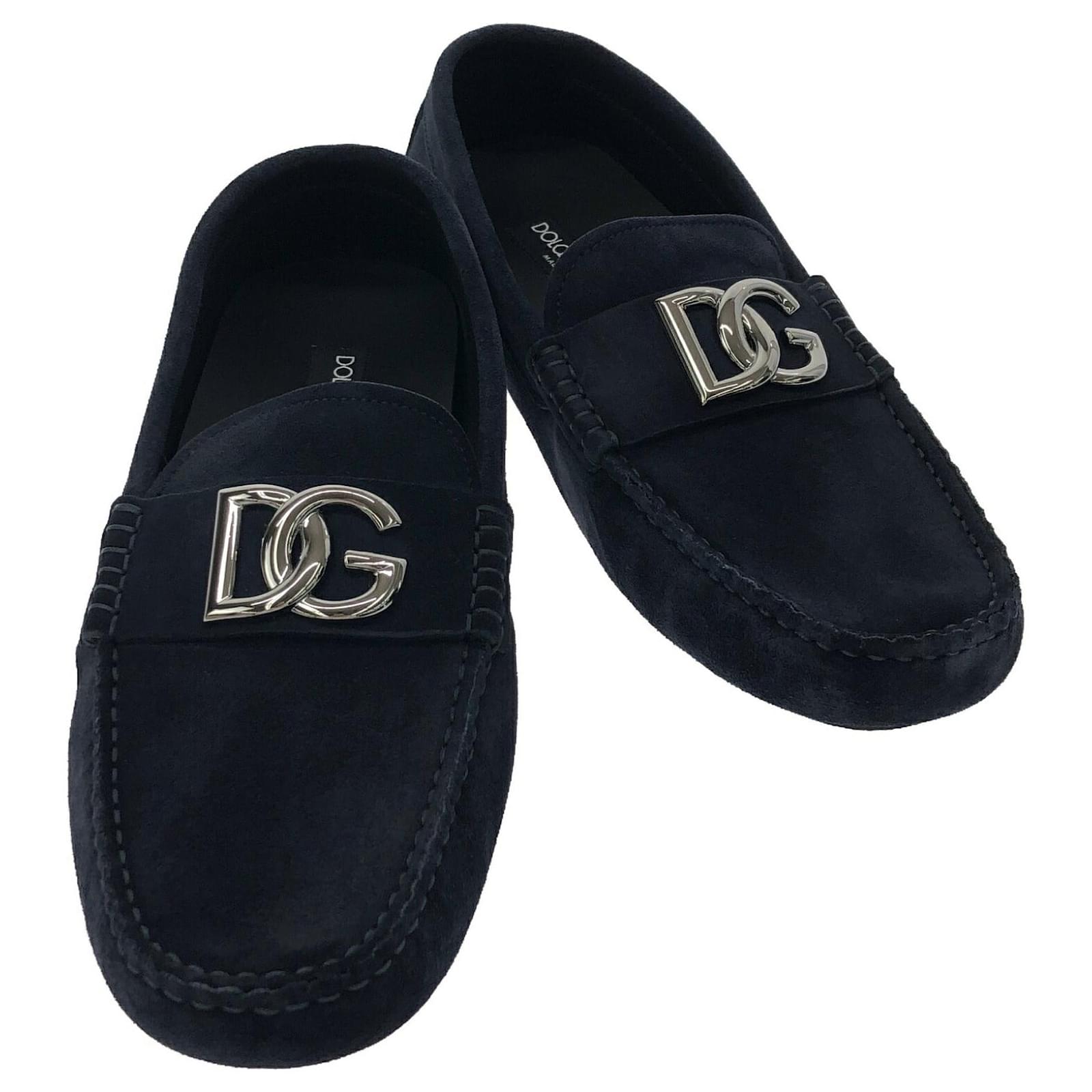 Dolce & Gabbana Suede Calf Driver Shoes Blue Pony-style calfskin  ref.1742223