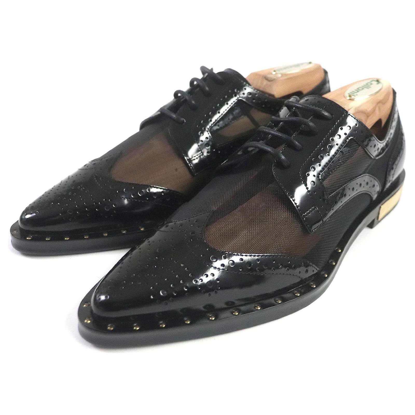 Dolce & Gabbana Wingtip Brogue See-through Shoes Black Leather  ref.1694145