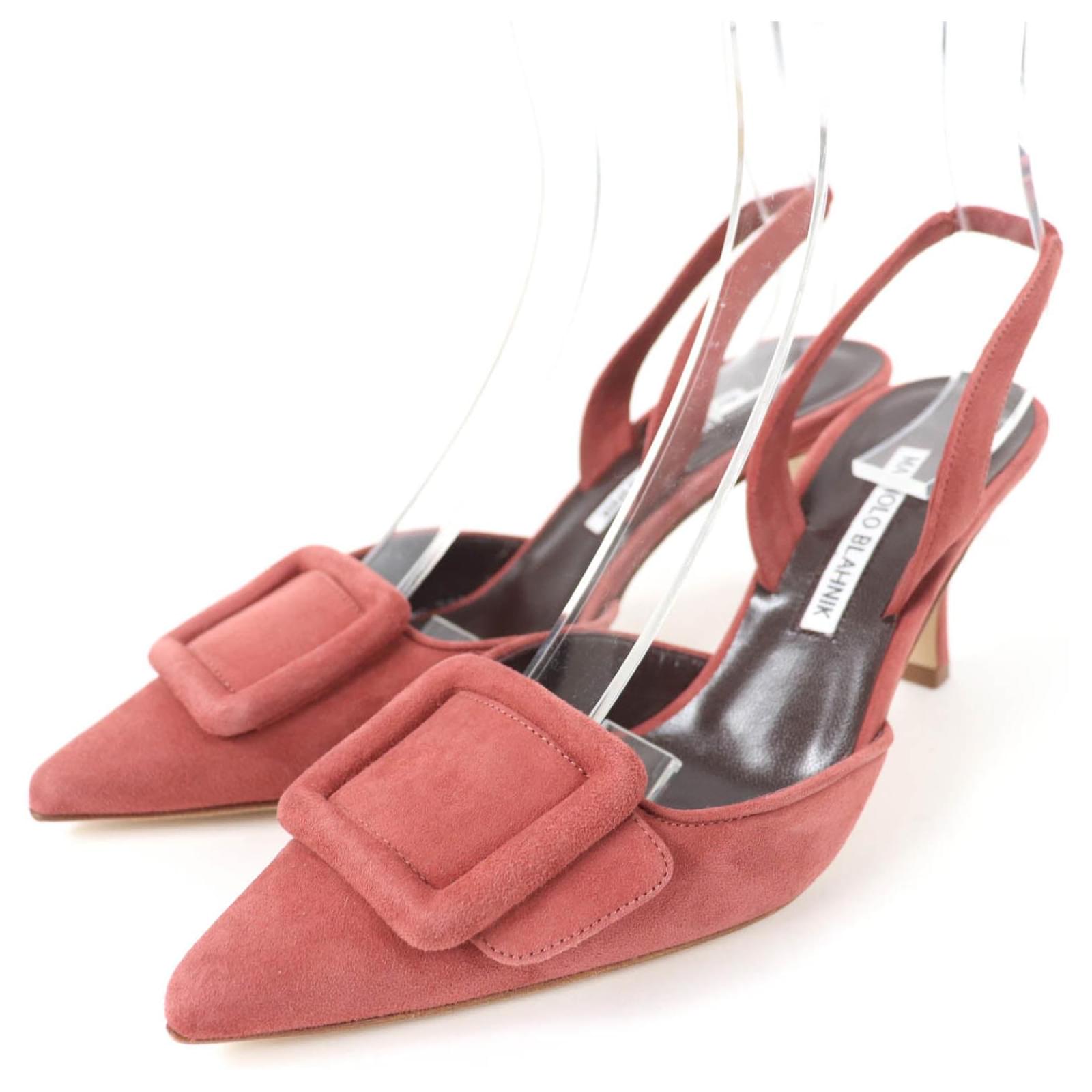 Manolo Blahnik Suede Leather Pumps 37 Brown  ref.2289494