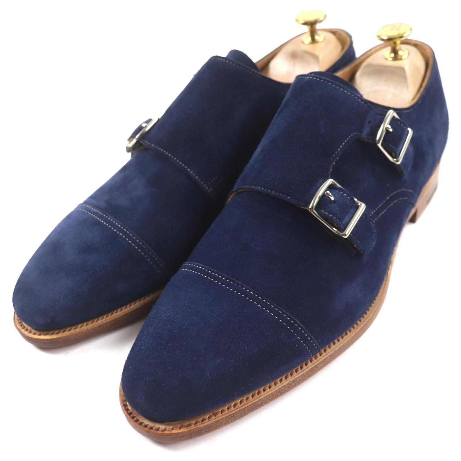 & Other Stories John Lobb William Double Monk Strap Suede Leather Shoes Blue  ref.2289291