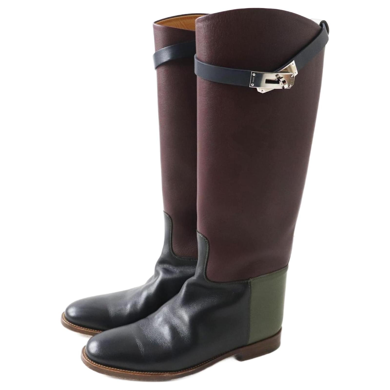 Hermès HERMES Women's Kelly Leather Jumping Boots  ref.1683067