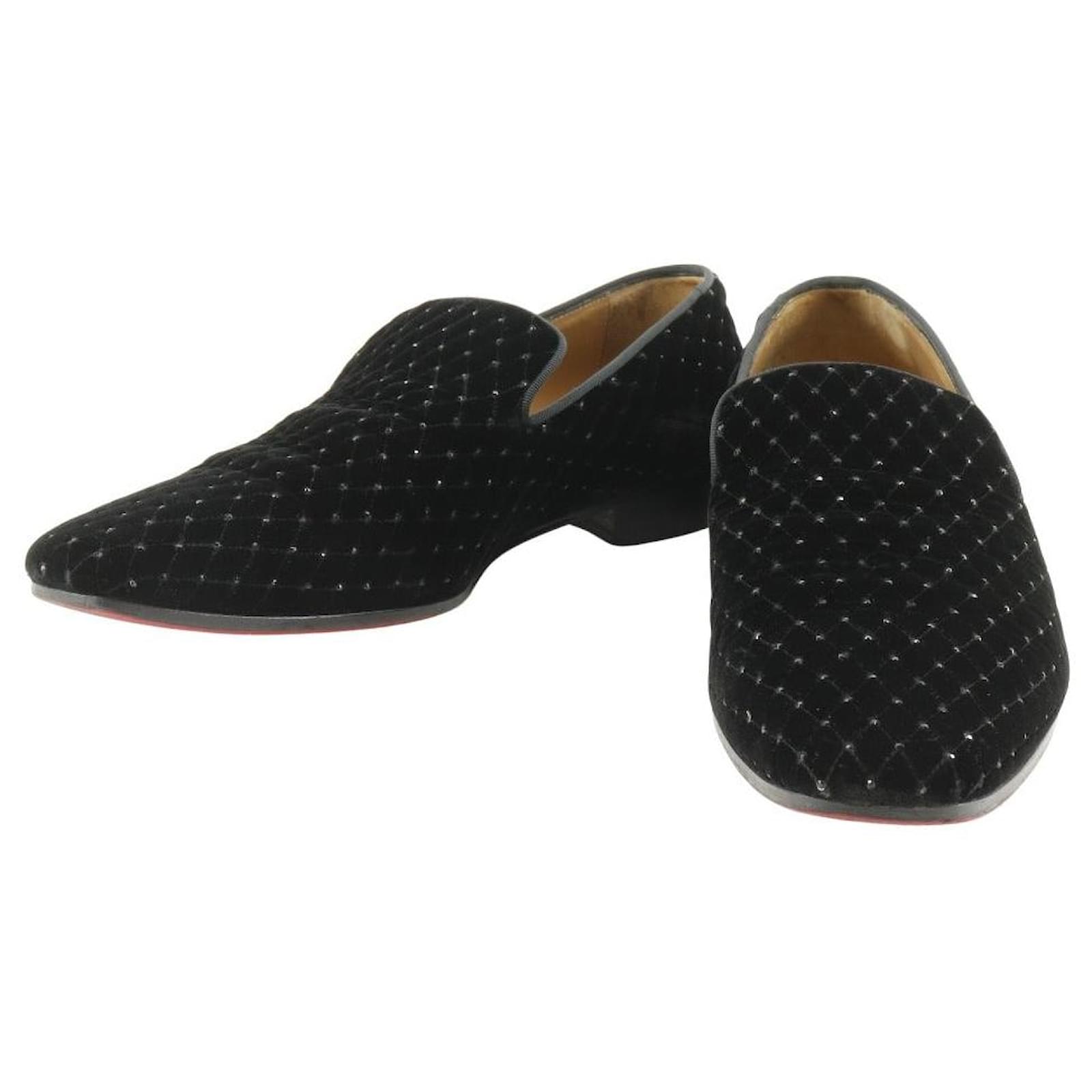 Christian Louboutin Quilted Velvet Dress Shoes Black Cloth  ref.2289064