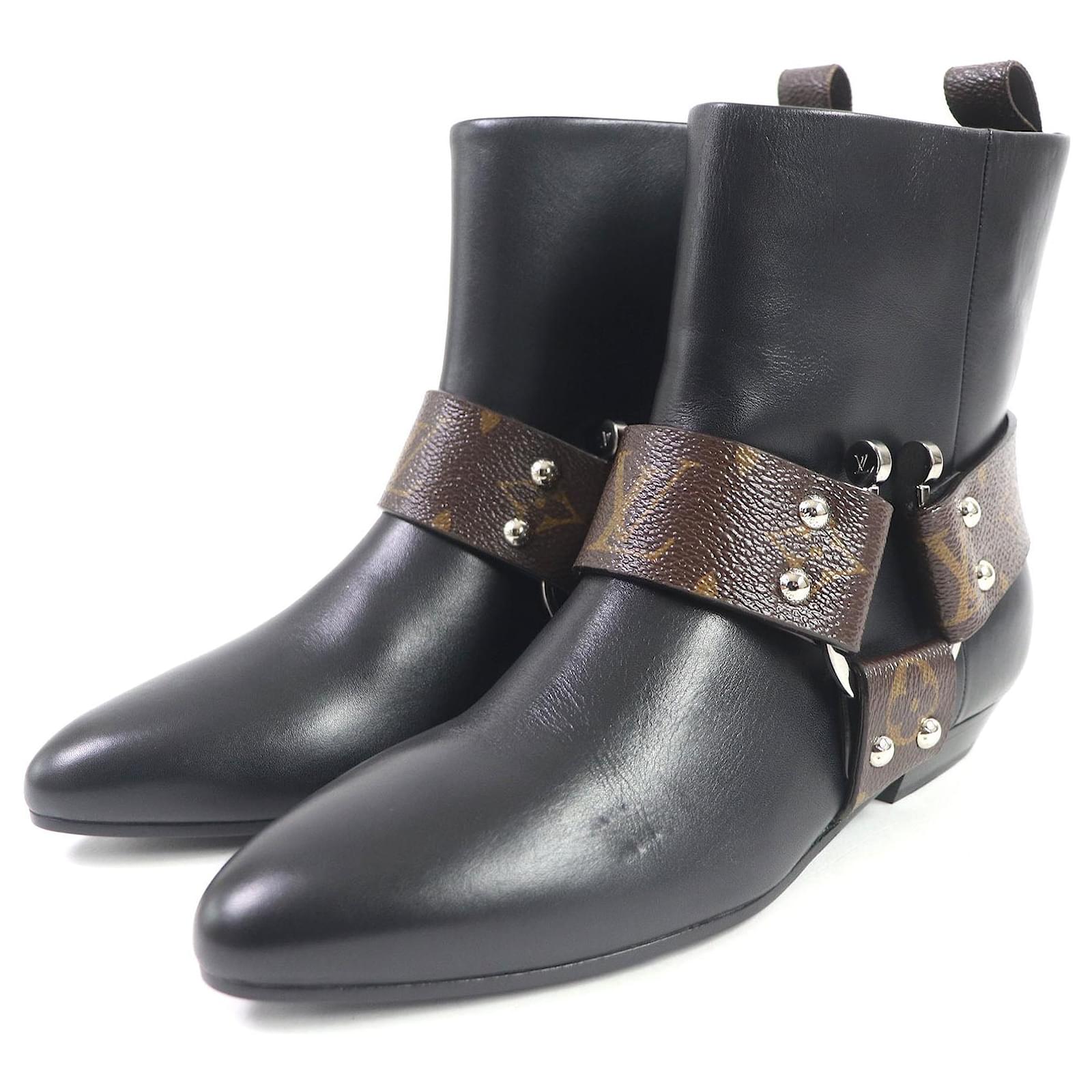 Louis Vuitton Monogram Leather Ankle Boots Women Black  ref.1691376