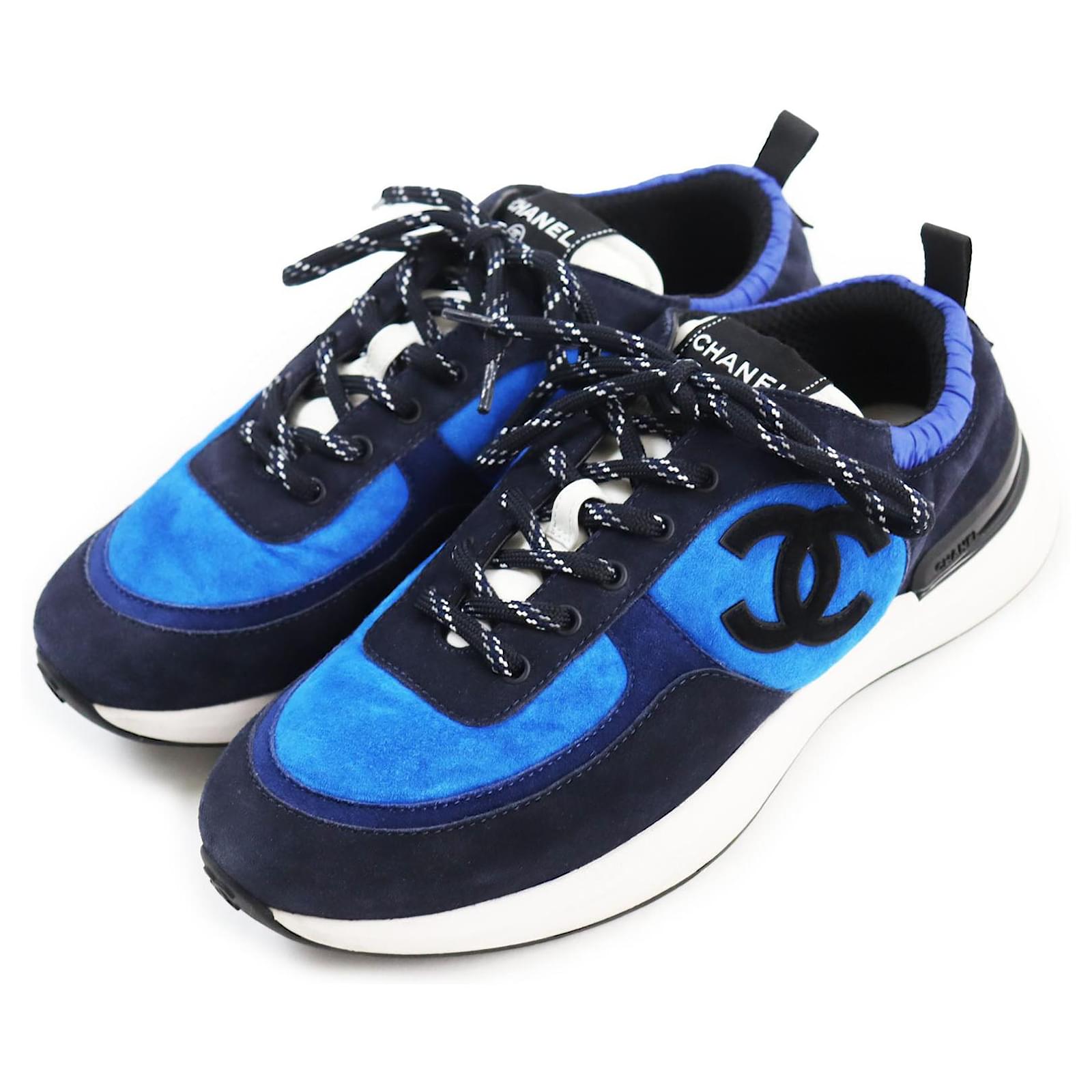 Chanel Suede Leather Sneakers Blue Navy 42 Navy blue  ref.1702893