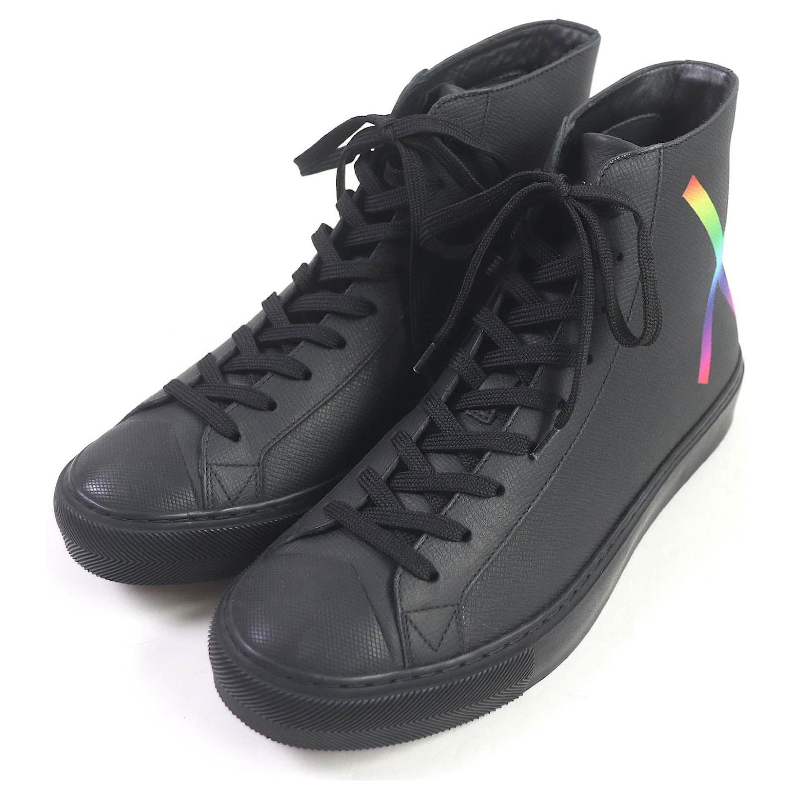 Louis Vuitton Leather Rubber High Cut Sneakers Black  ref.1742281