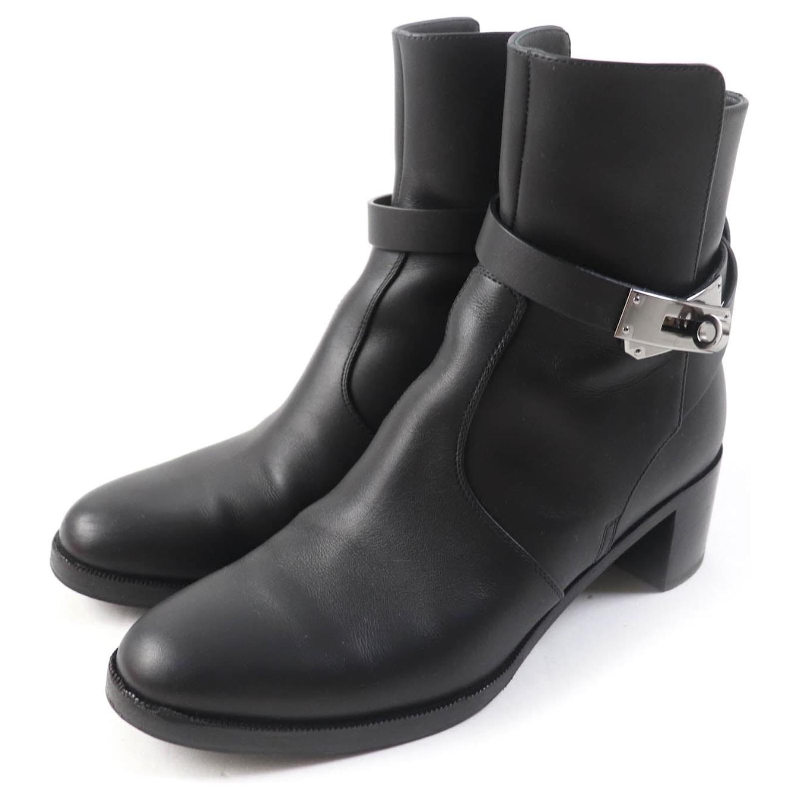 Hermès Hermes Kelly Buckle Leather Boots Black 36  ref.1740142