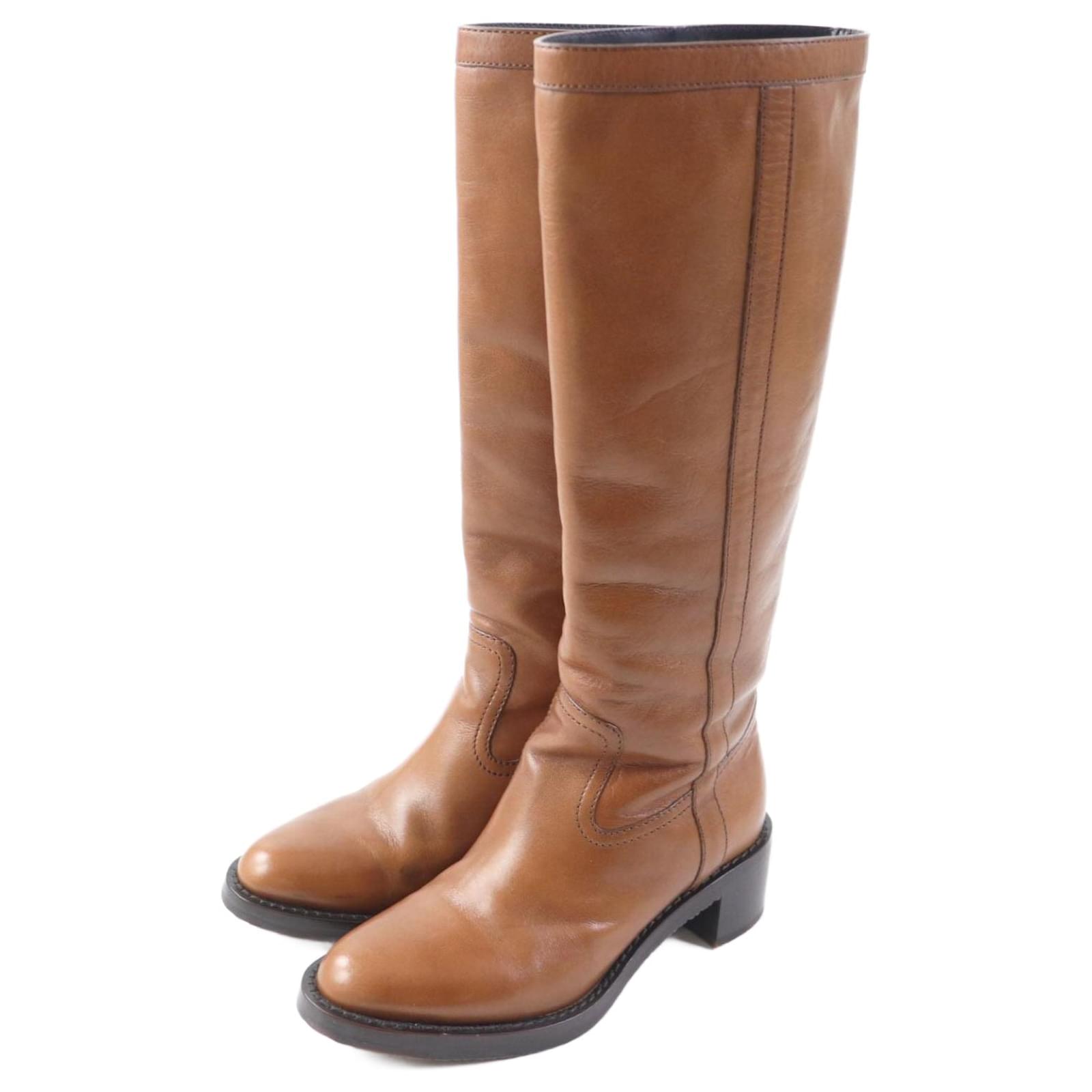 Céline Celine Leather Knee-high Boots Brown 35  ref.1696390