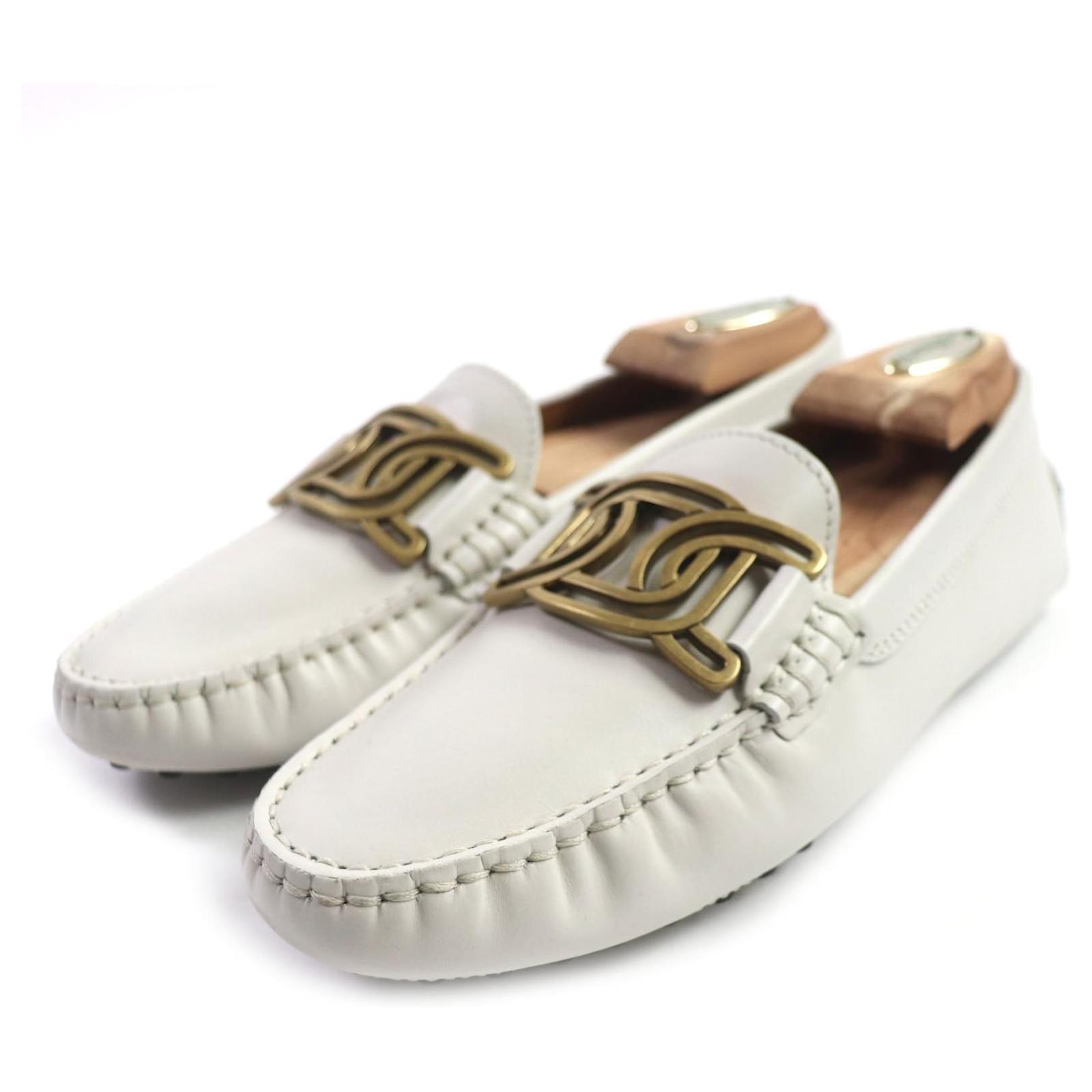 Tod's Leather Loafer Shoes Light Gray  ref.1696389