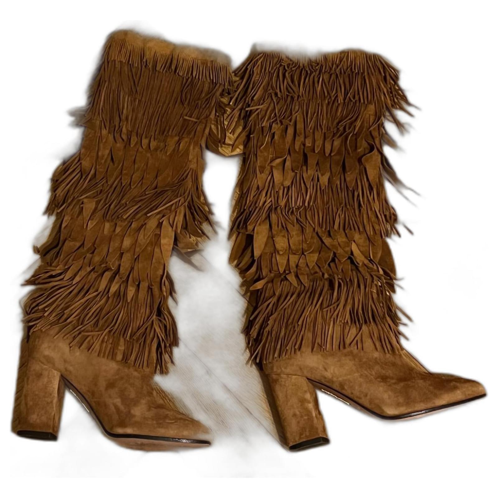 Aquazzura Boots Camel Deerskin  ref.1369037