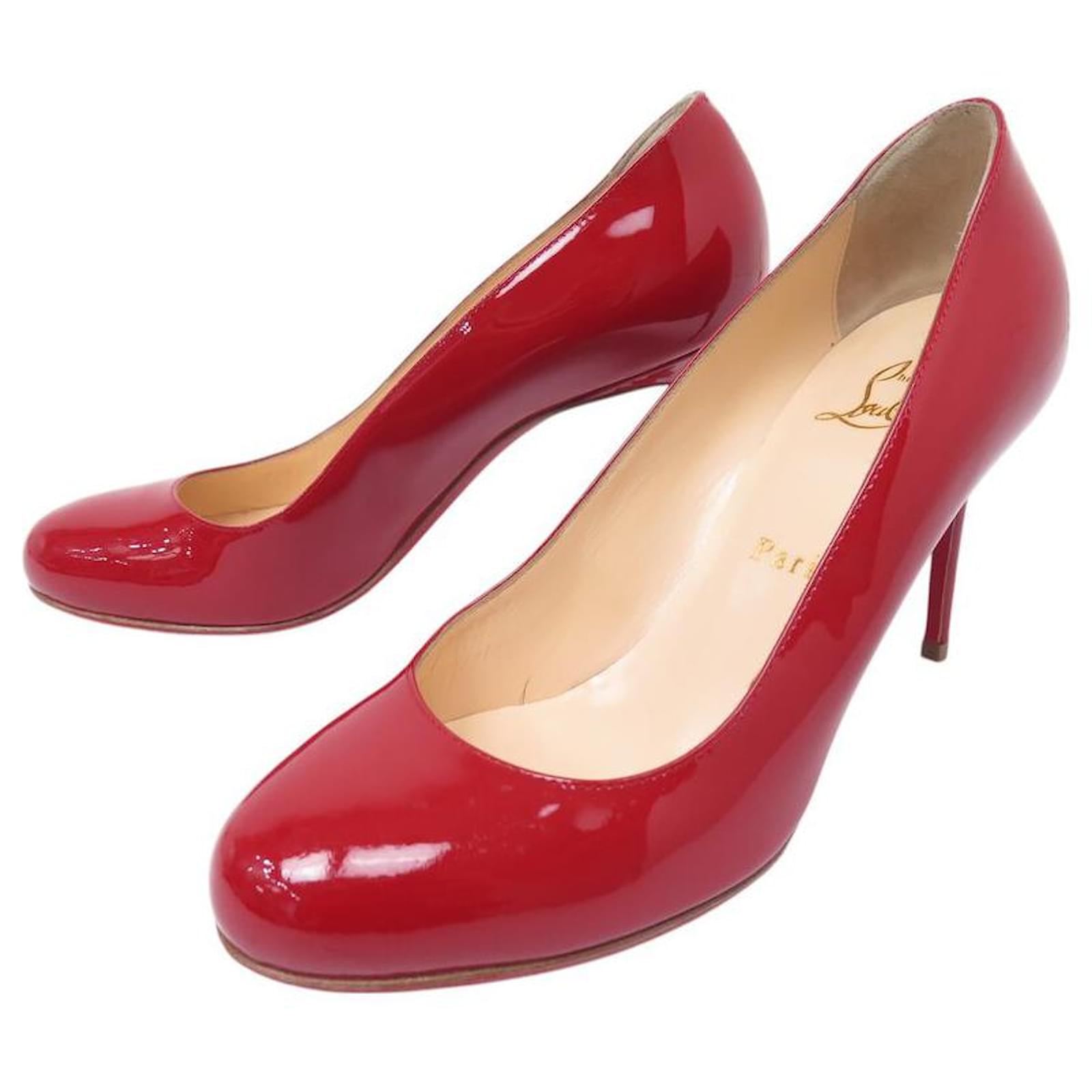 CHRISTIAN LOUBOUTIN DOLLY PUMP 85 3221279 36.5 PATENT LEATHER SHOES Red  ref.2075140