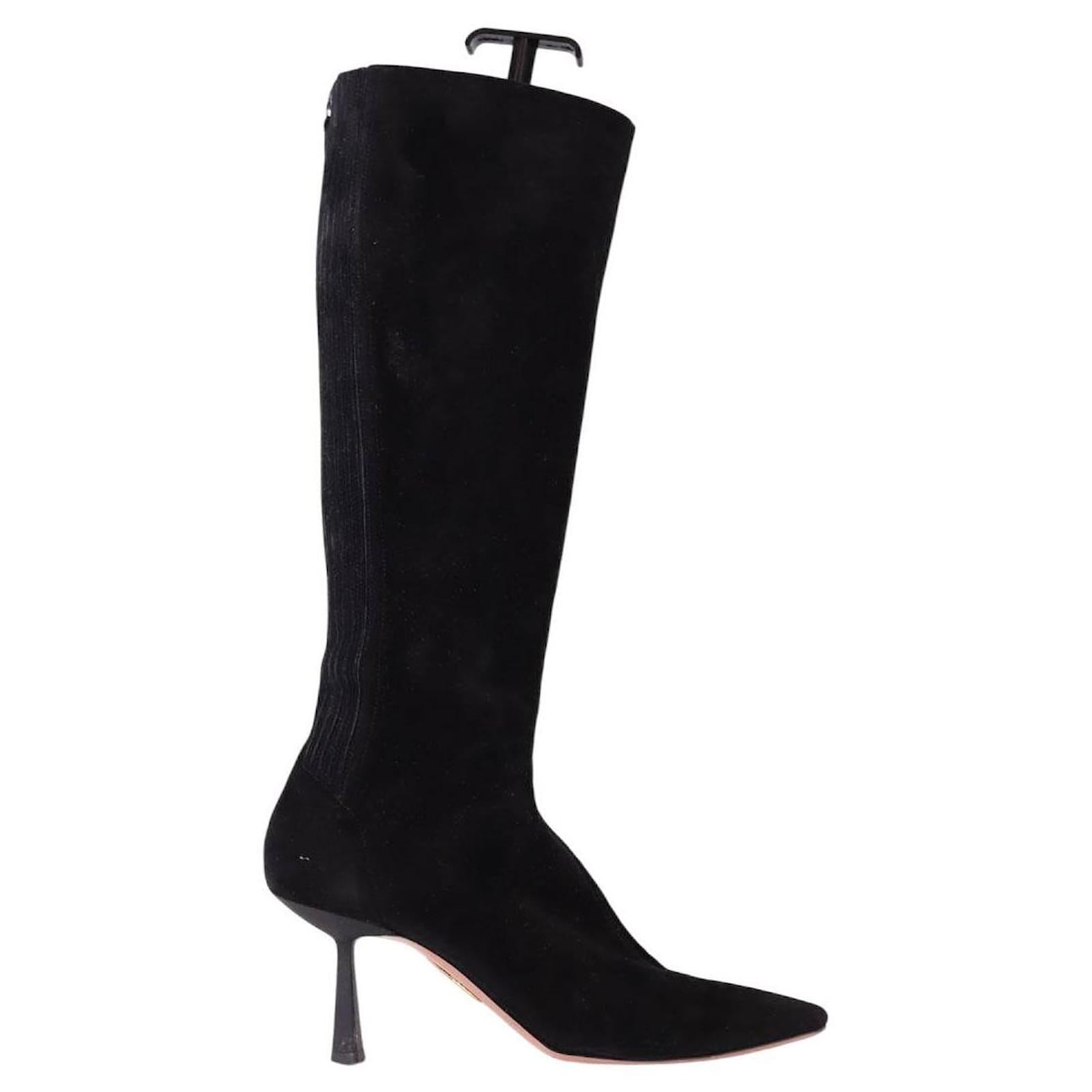 Aquazzura Suede boots Black Deerskin  ref.1769647