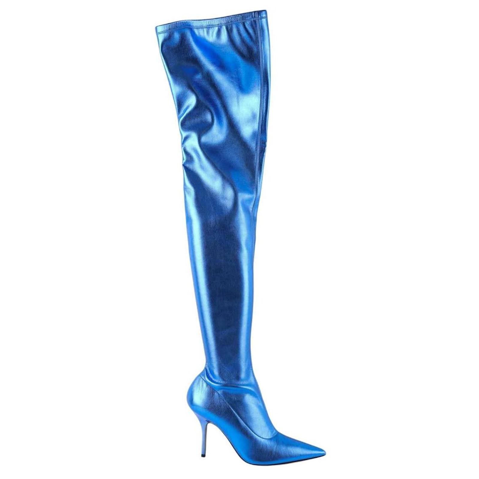 Paris Texas Leather boots Blue  ref.1769721