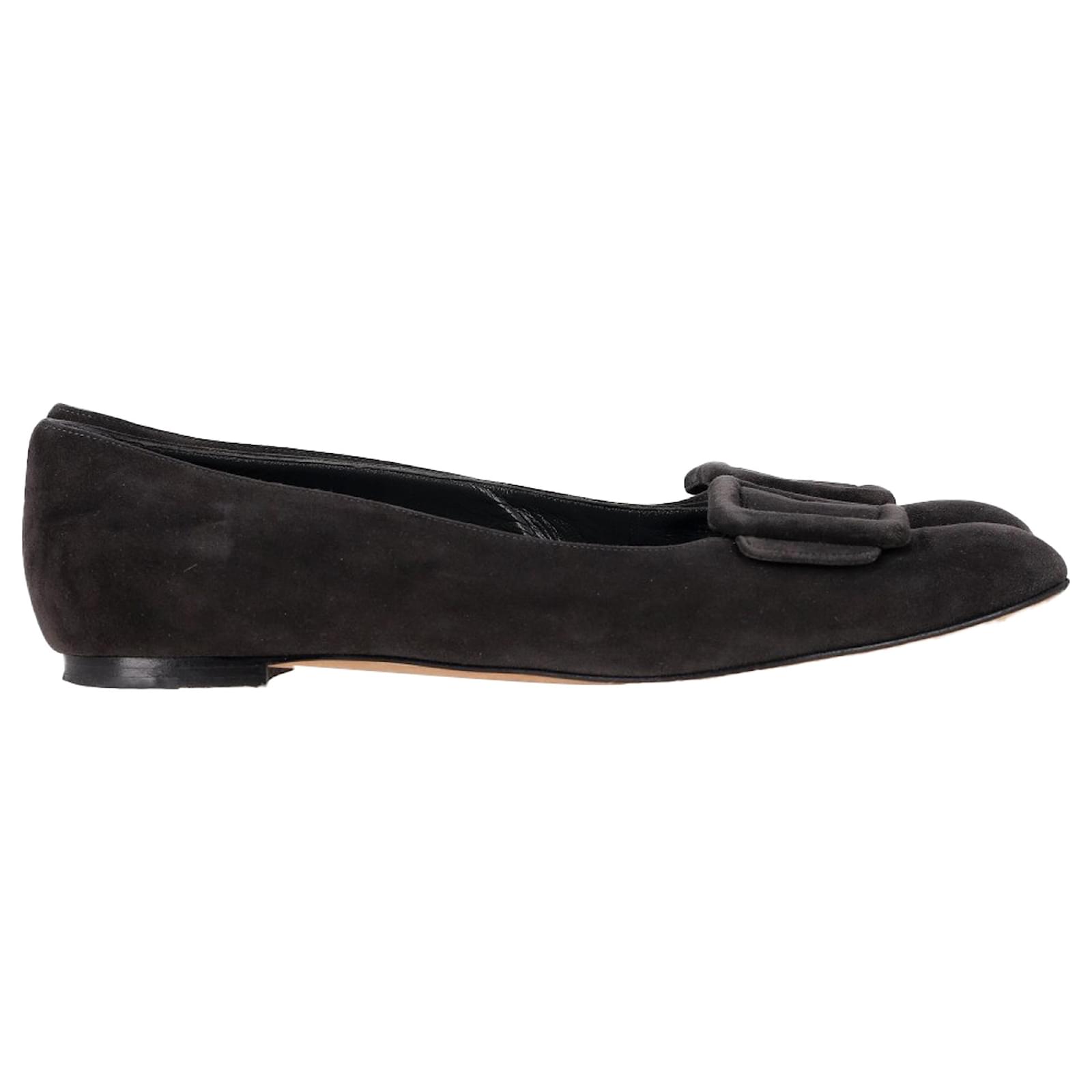 Manolo Blahnik Maydi Ballet Flats in Black Suede  ref.2258417