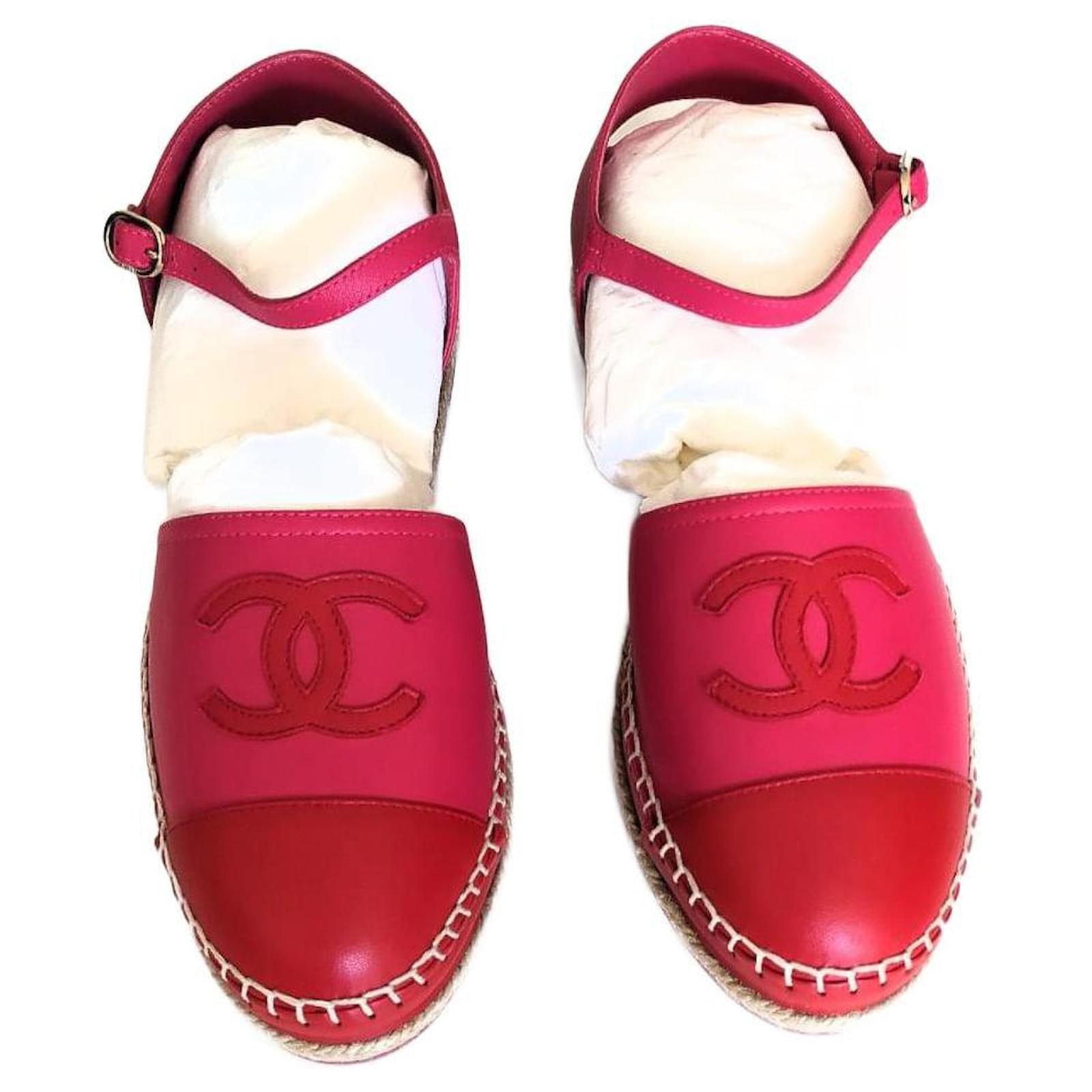 Chanel espadrilles Pink Leather  ref.2219020