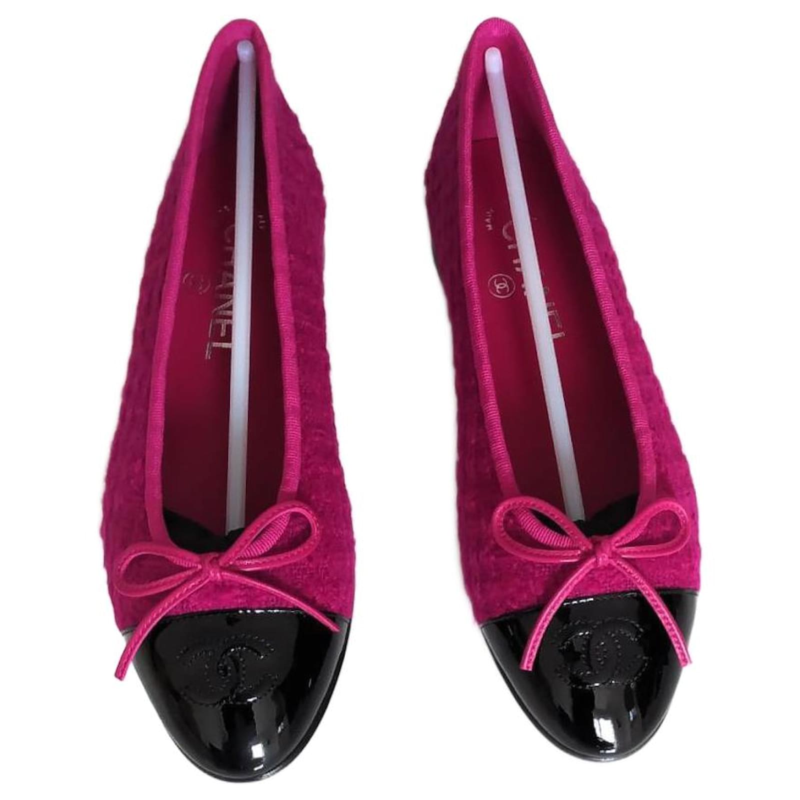Chanel ballet flats Fuschia Tweed  ref.1834946