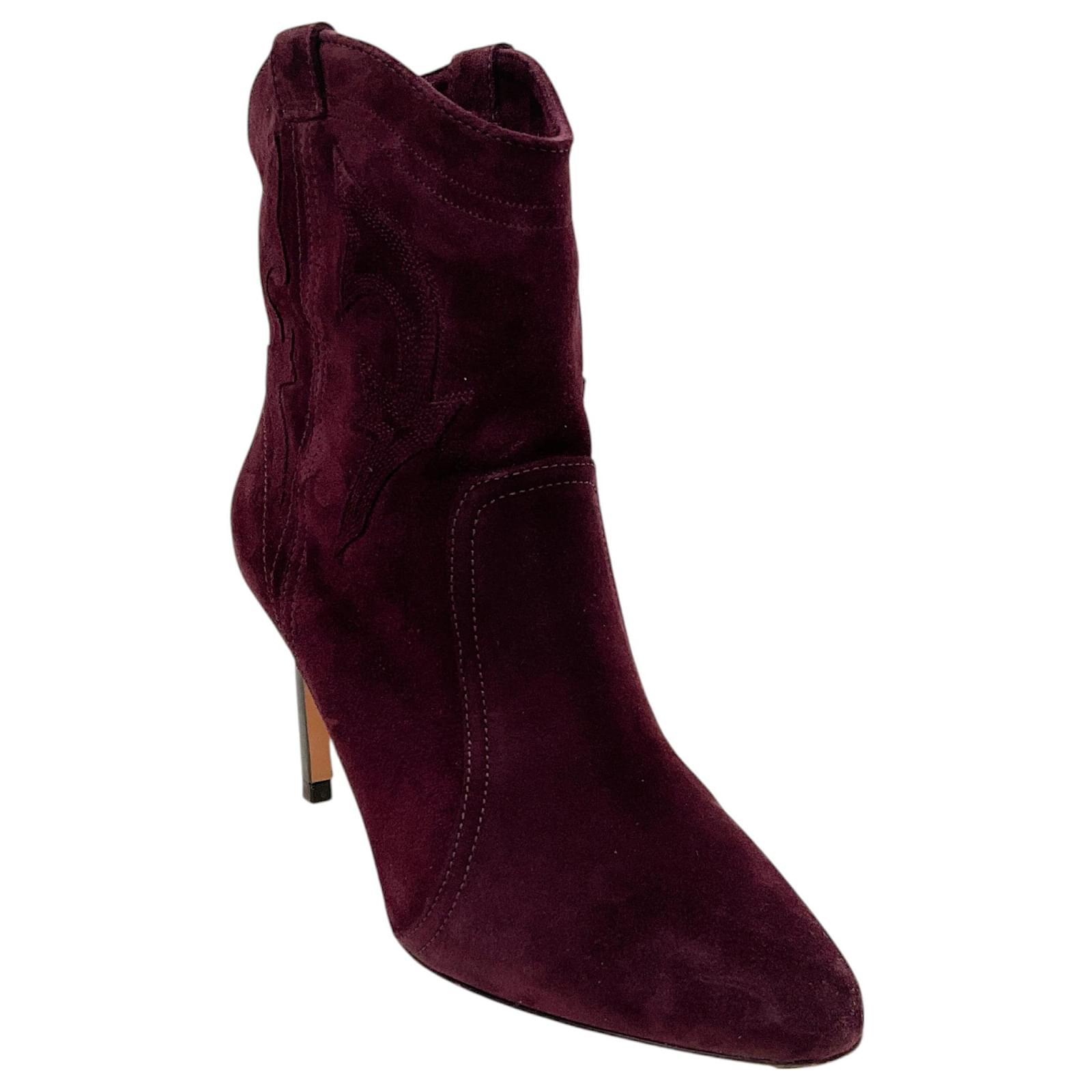 BA&SH Burgundy Suede Caitlin Boots Purple  ref.2252570
