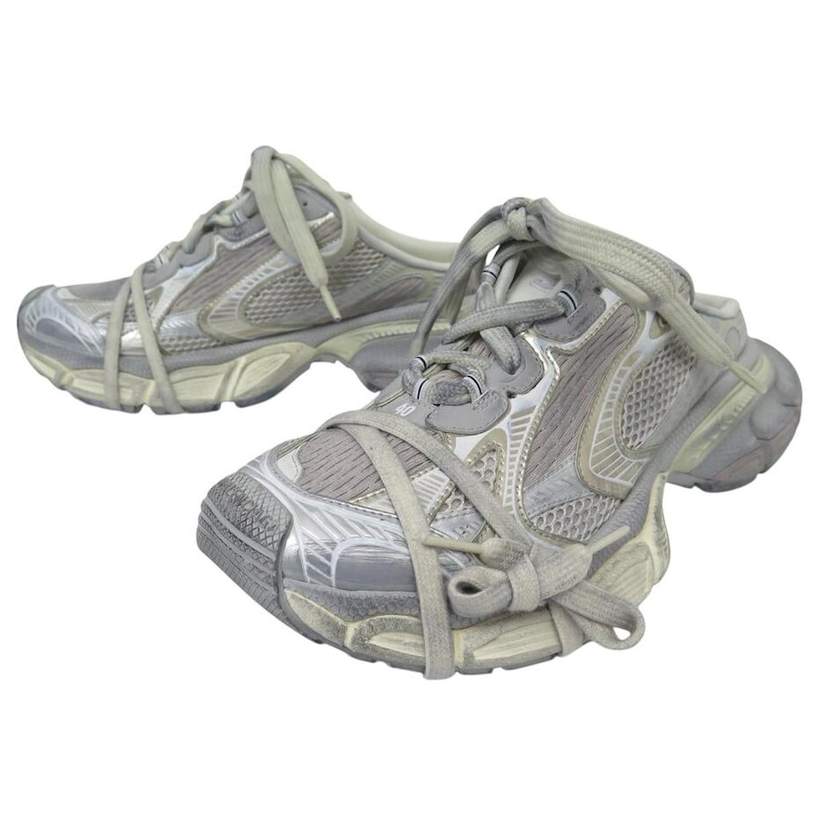 NINE BALENCIAGA MULES 3XL 742682 40 41 FR GRAY CANVAS SNEAKERS Grey Cloth  ref.2199391