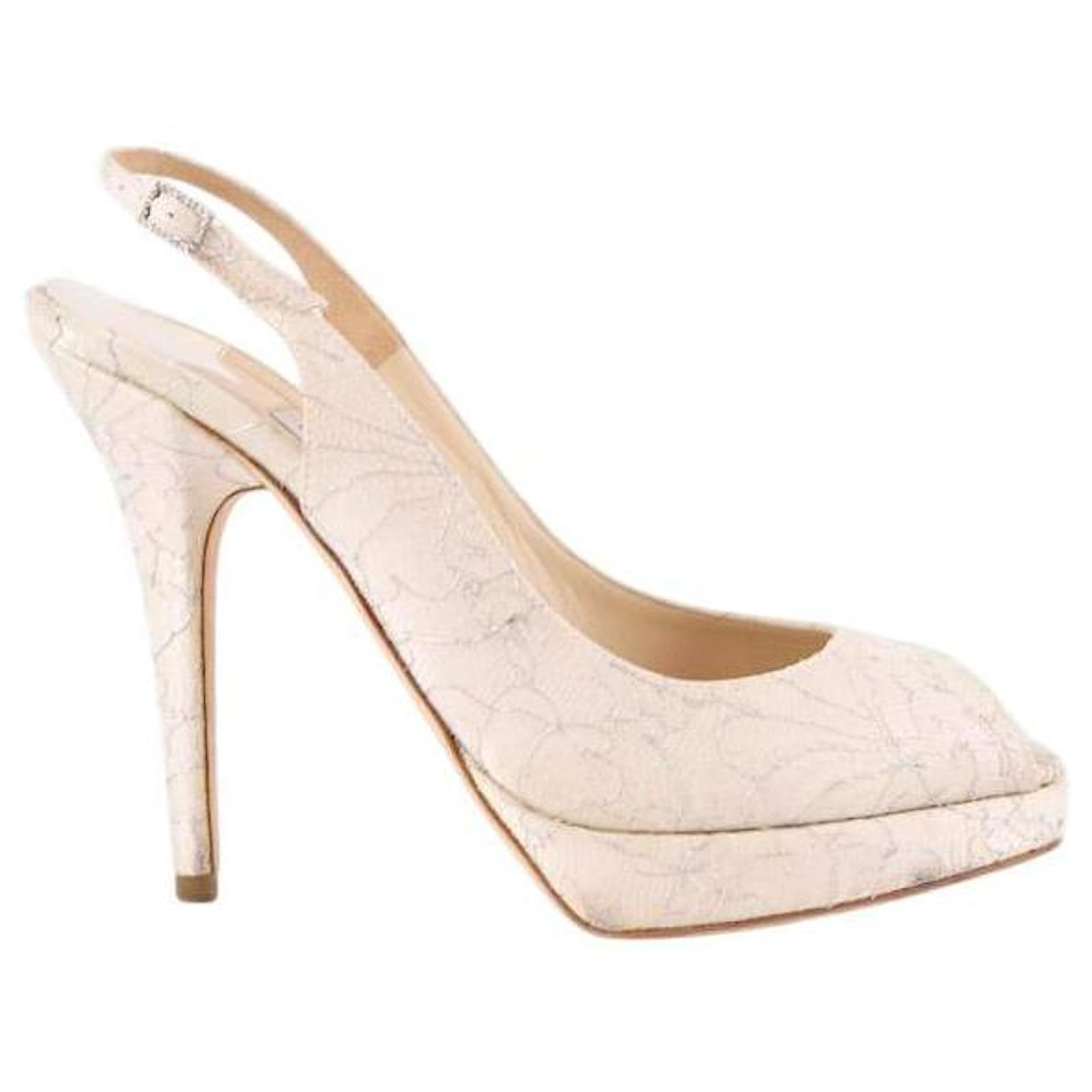 Jimmy Choo White heels Cloth  ref.1757790