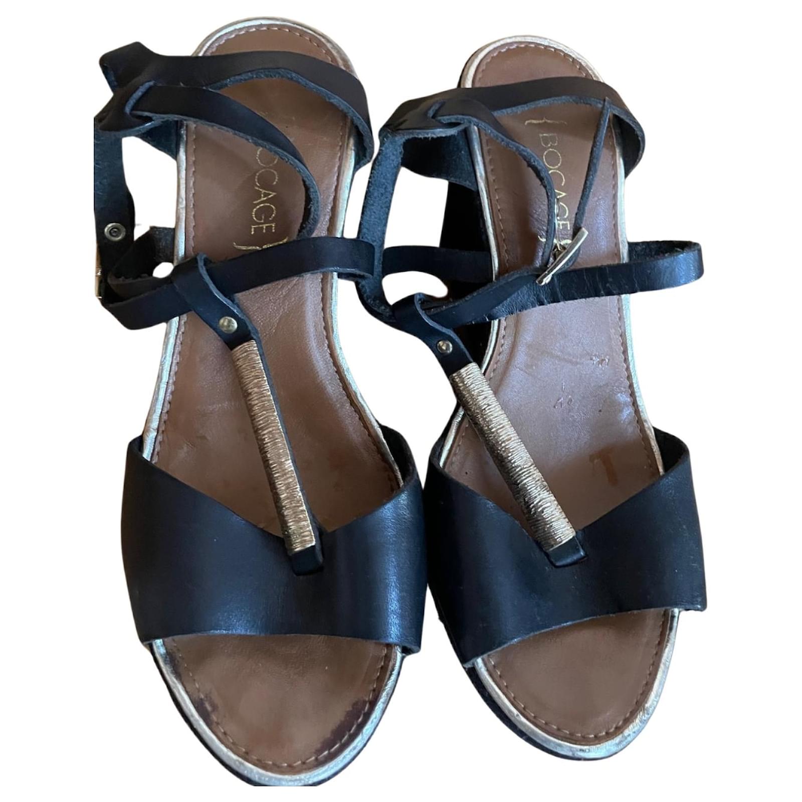Autre Marque Bocage heeled sandals Black Leather Cloth  ref.2250093
