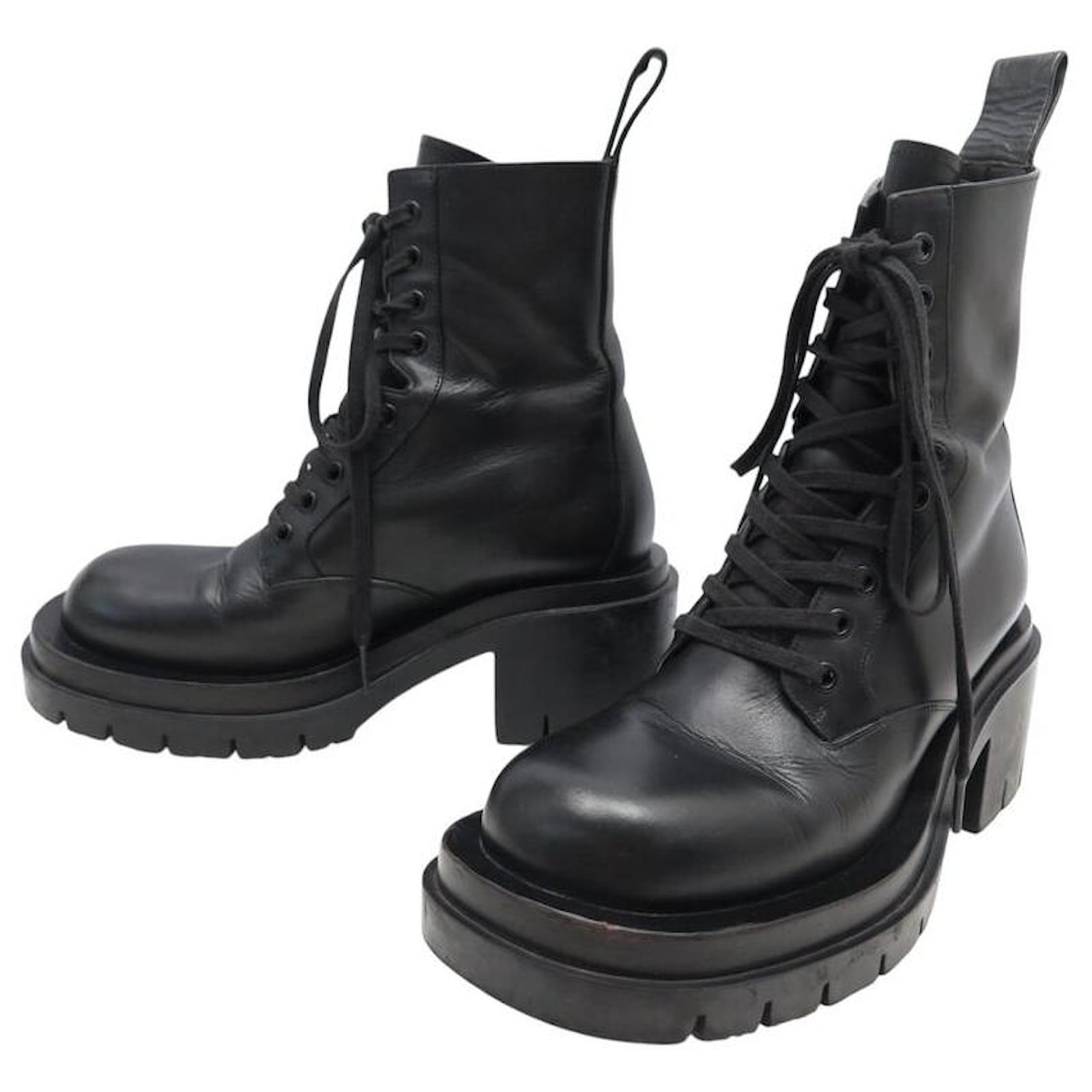 Bottega Veneta Shoes Ankle Boots Lug 667145 Rangers 37 Black Leather Boots  ref.2146081