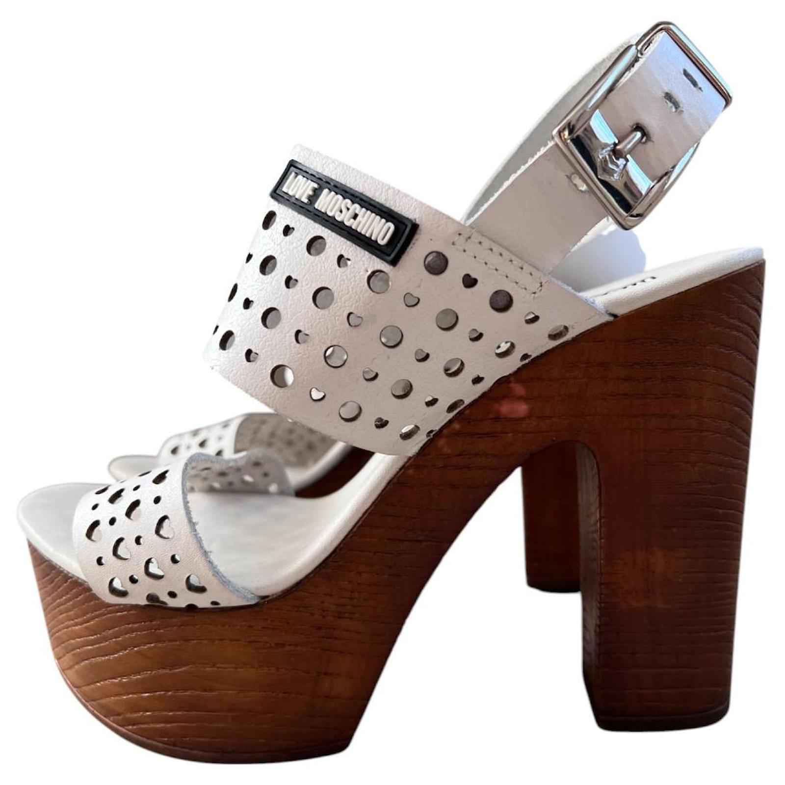 Love Moschino Sandals White Leather  ref.2246124