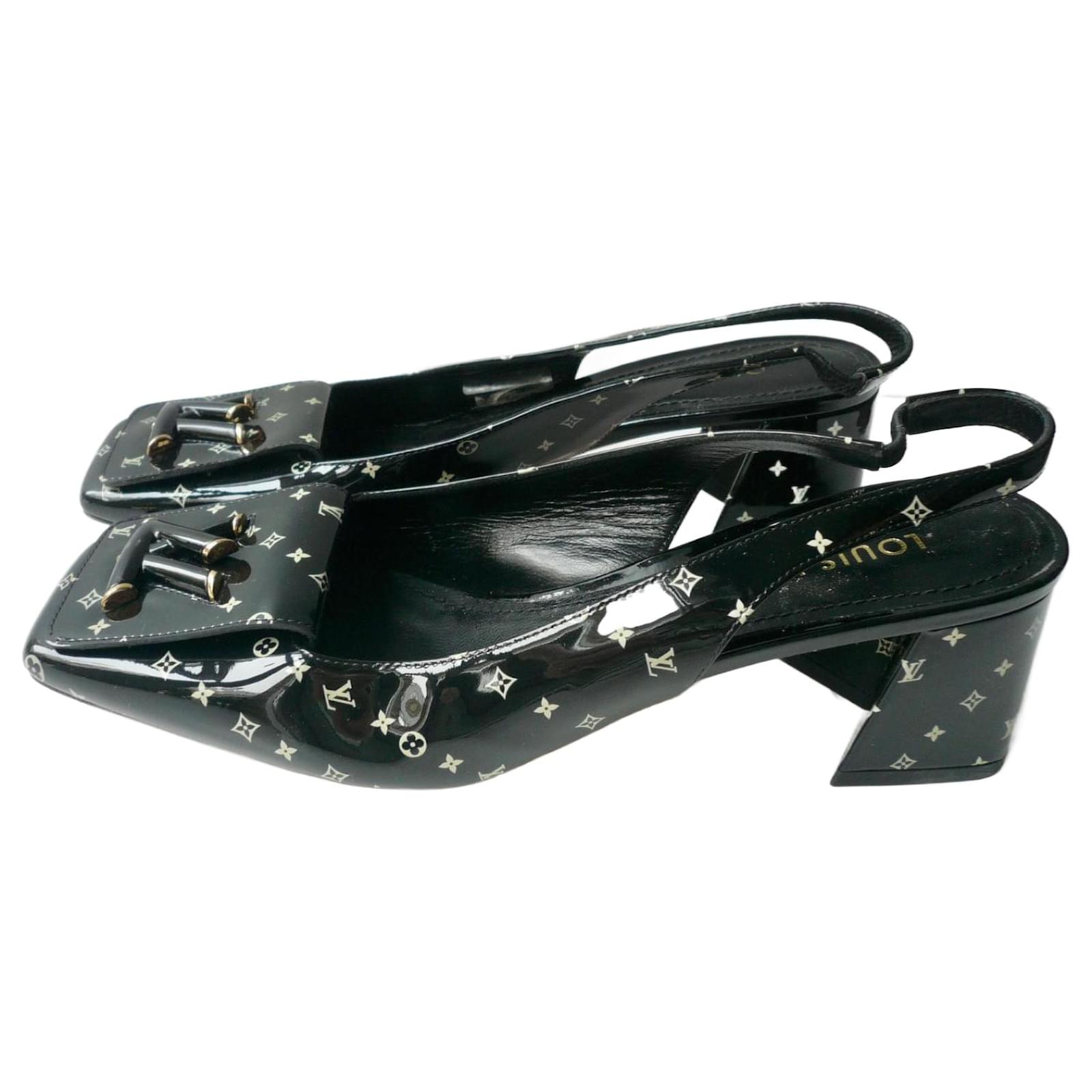 LOUIS VUITTON Shake open-toe pumps 39 Black Patent leather  ref.2097690