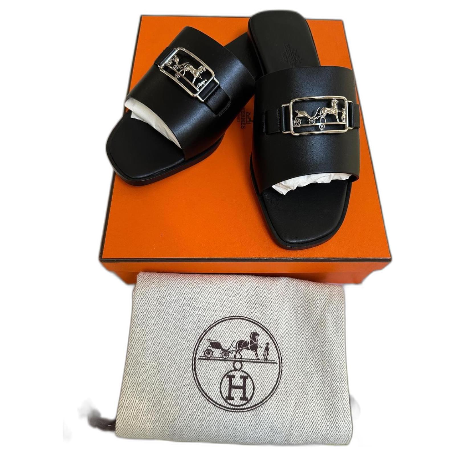 Hermès Villa Black Silver hardware Leather  ref.2243191