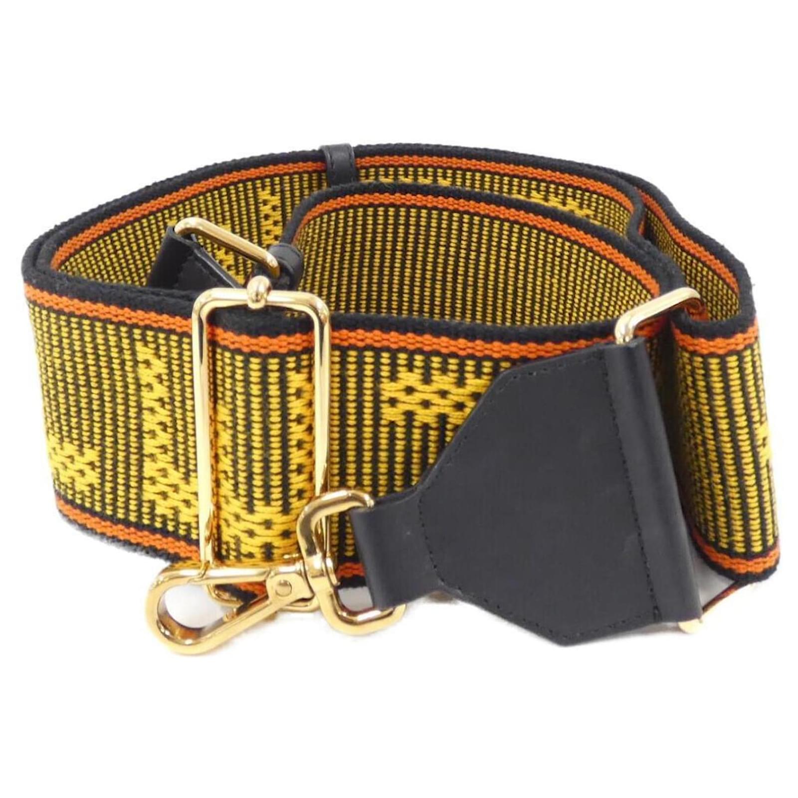 Fendi Strap You 8AV134 ACWP Black Orange Yellow Leather Cloth  ref.2010908