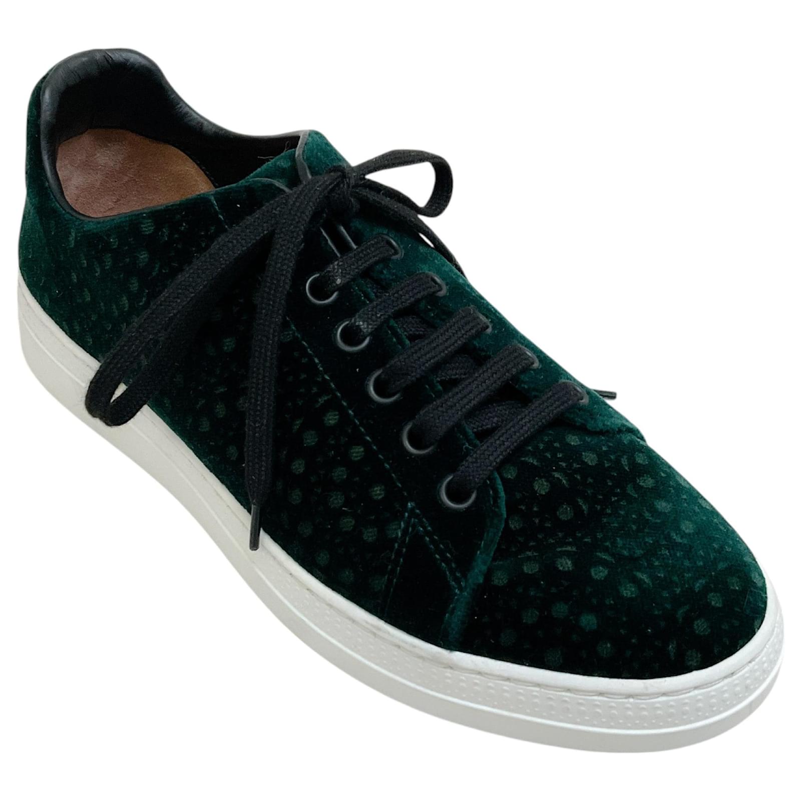 Alaïa Alaia Green Perforated Velvet Sneakers  ref.2239254