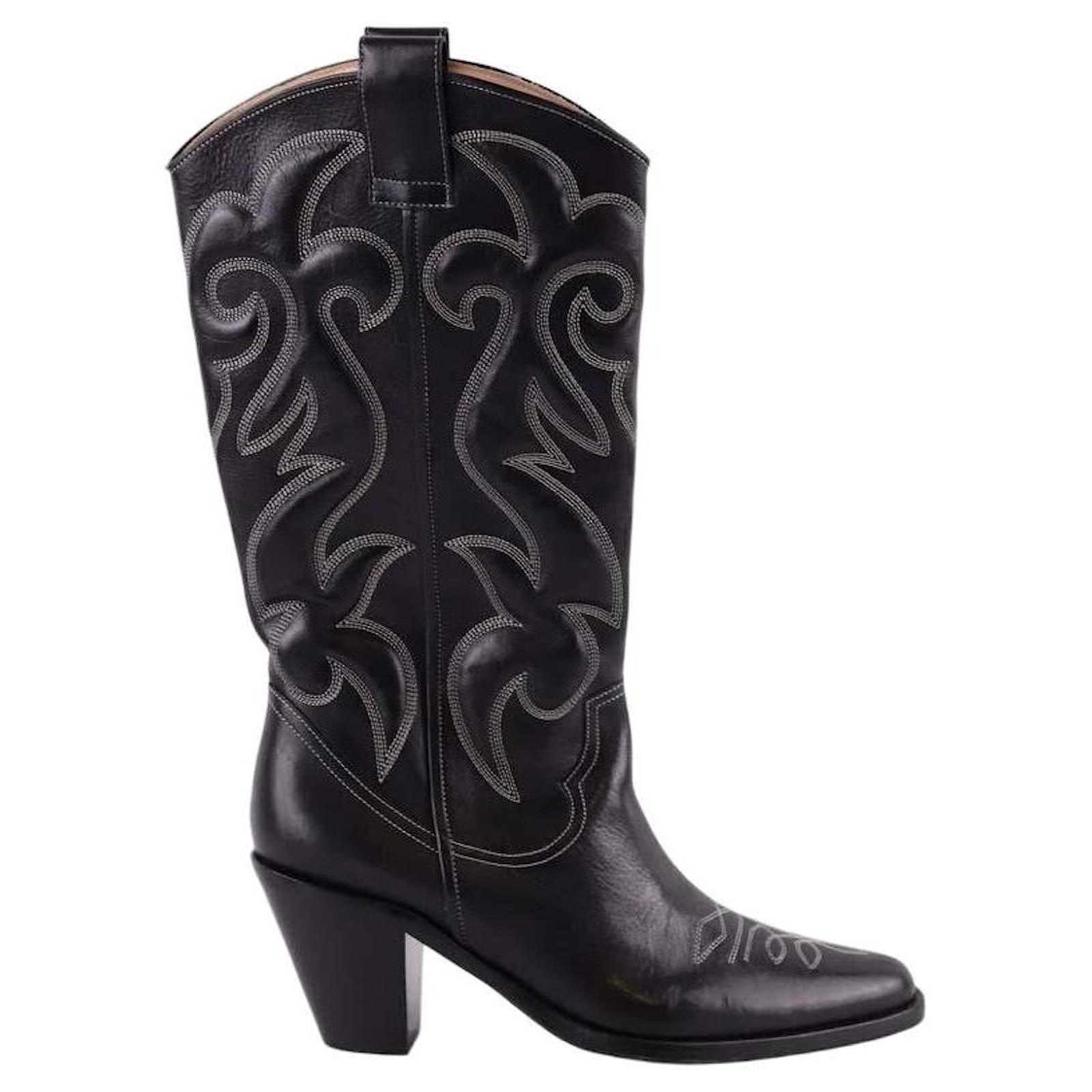 Free Lance Leather western boots Black  ref.1731722