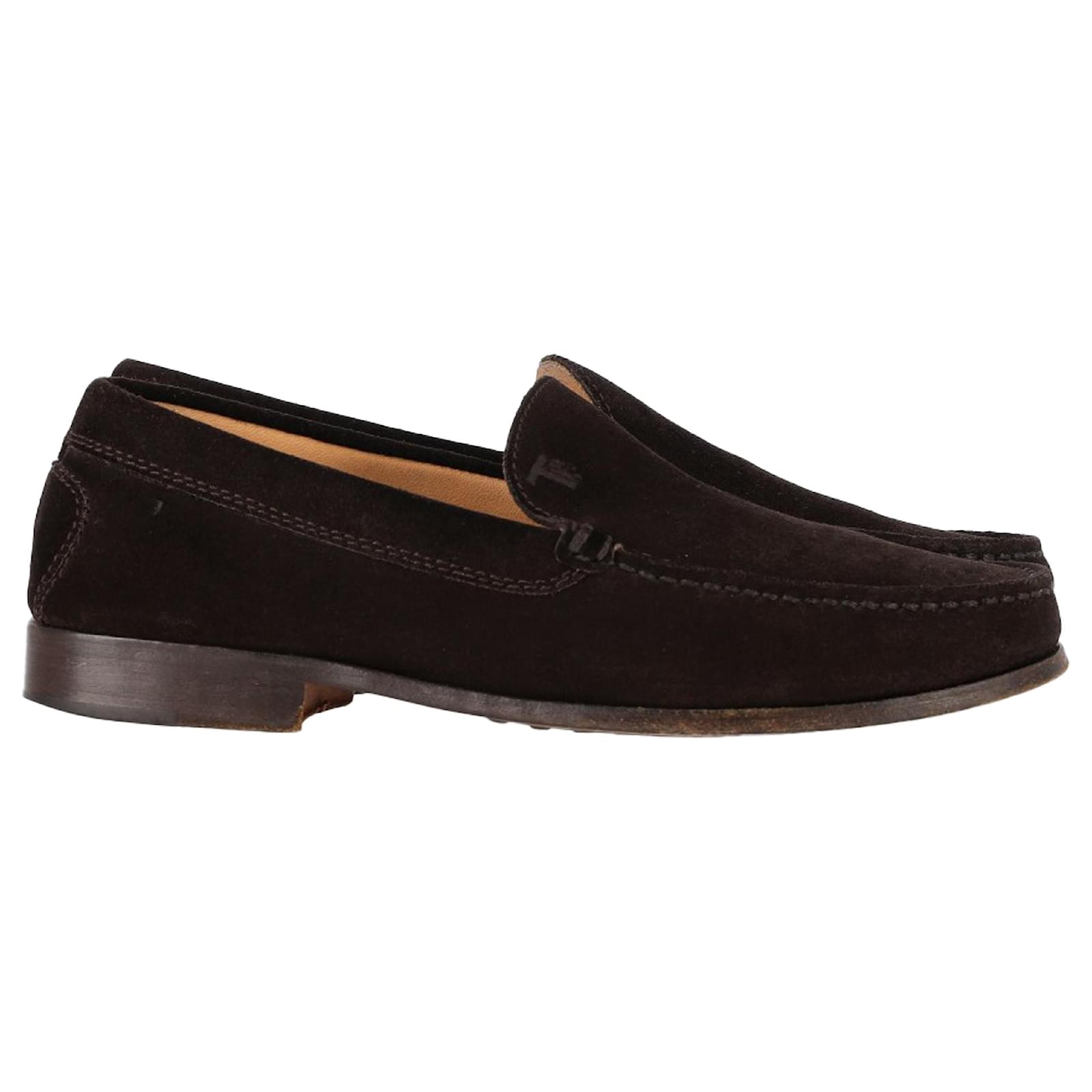  Tod's Logo Loafers in Brown Suede Red  ref.2040902