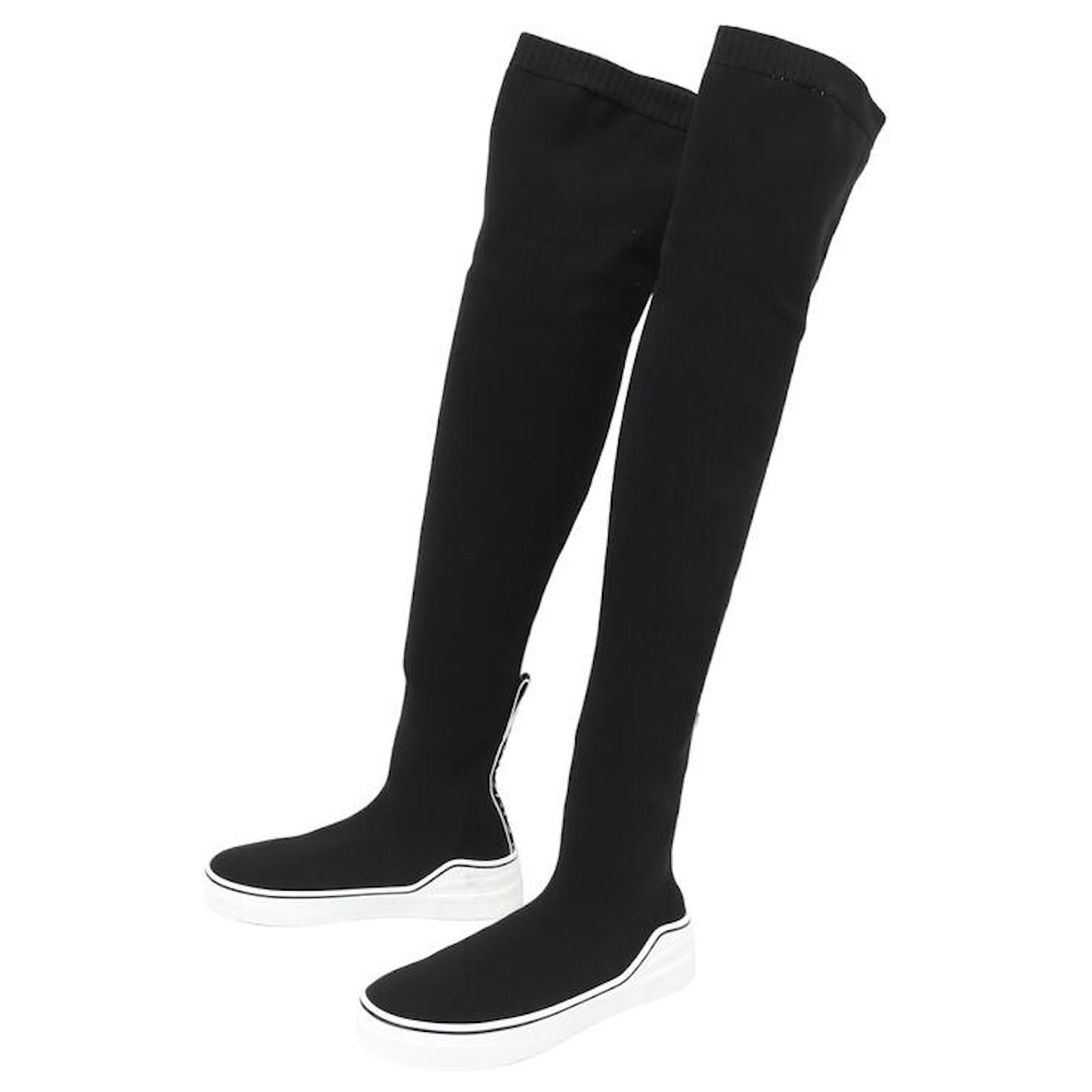 NEW GIVENCHY BE BOOTS000EE077 GEORGES V SNEAKERS 38 BLACK FABRIC THIGH BOOTS Cloth  ref.829497