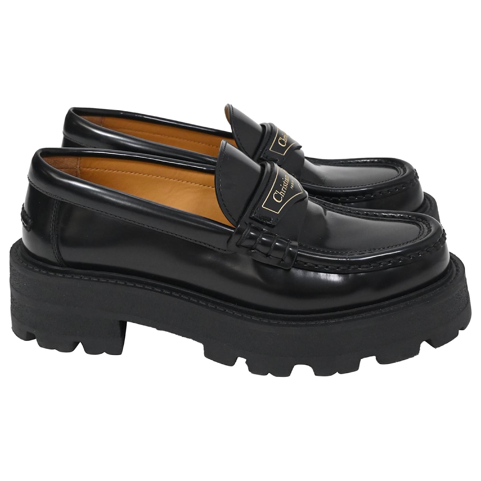 Dior Boy Platform Loafers in Black Calf Leather Pony-style calfskin  ref.2235549