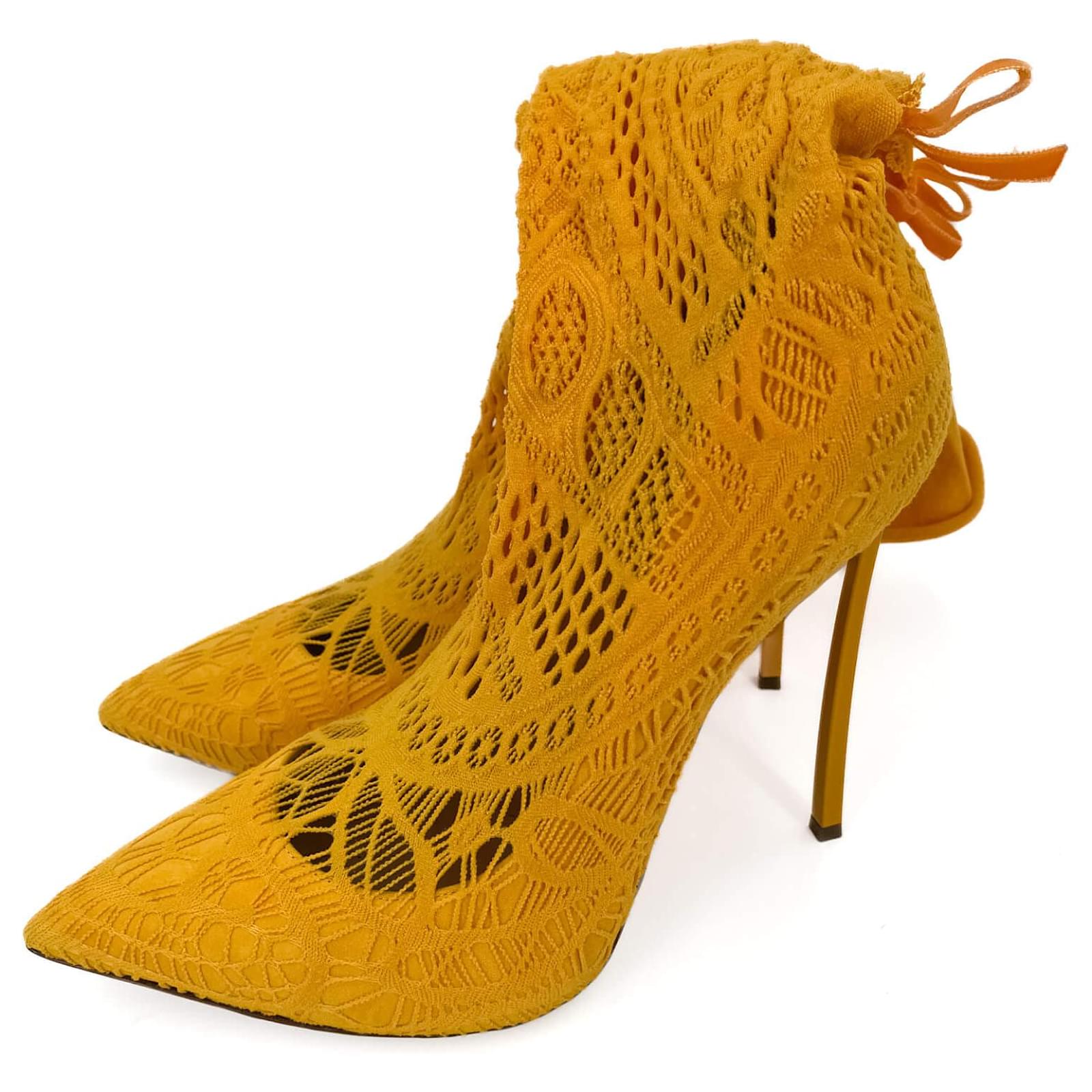 Casadei High Heel Boots Fabric 41 Yellow Cloth  ref.2235113