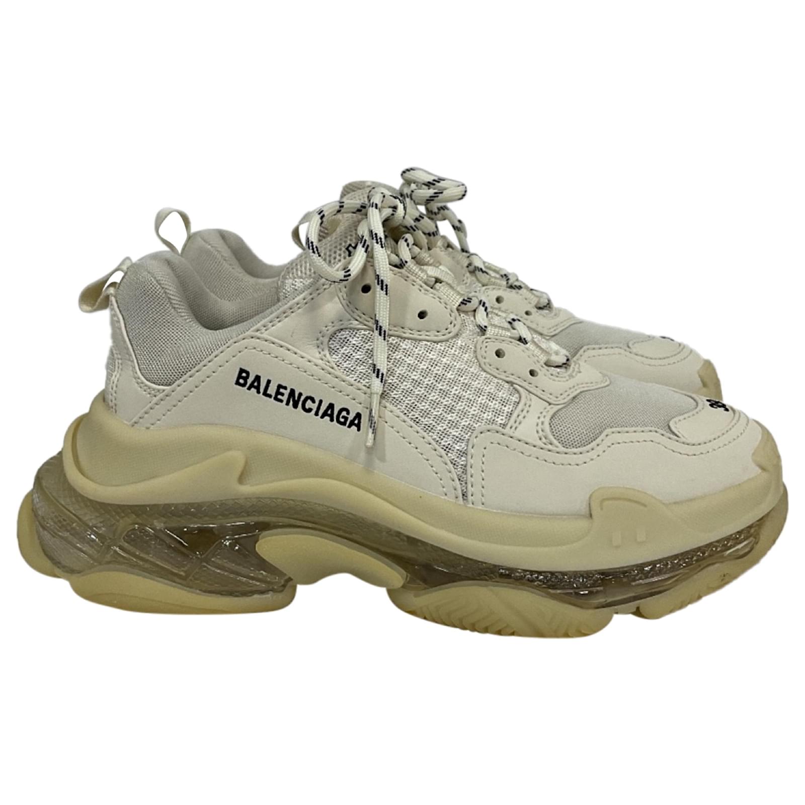  Balenciaga Triple S Clear Sole Sneakers in White Polyester  ref.2229279