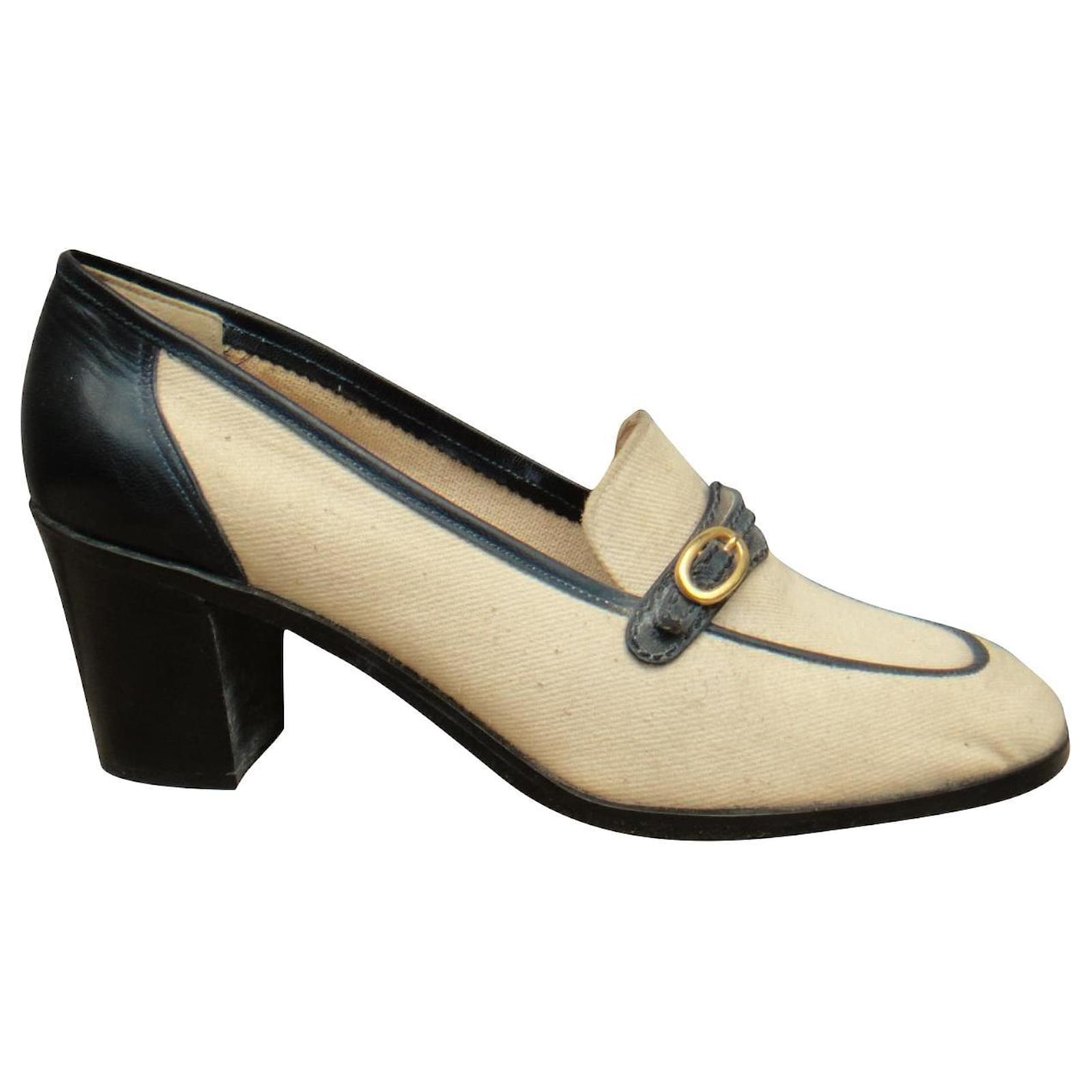 summer loafers Christian Dior Boutique vintage new condition p 37 Eggshell Leather Cotton  ref.597919
