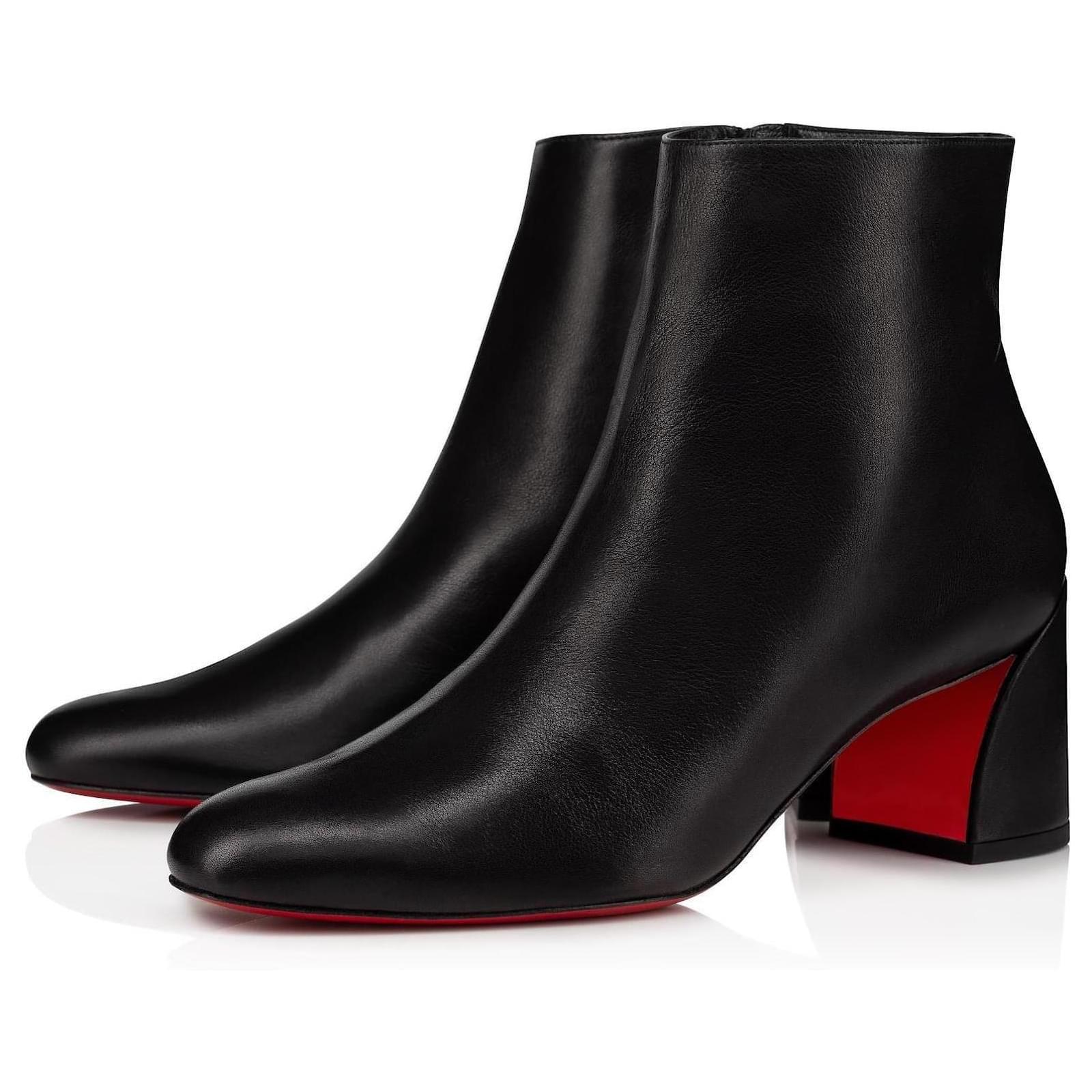 Christian Louboutin new black Turela Louboutin ankle boots 5.5 heel size 39.5 Leather  ref.2225443