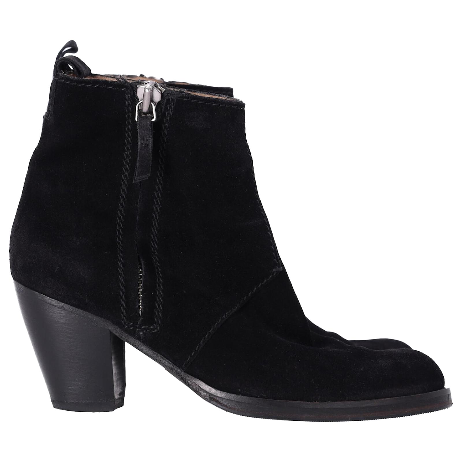  Acne Studios Pistol Heeled Ankle Boots in Black Suede  ref.1941447